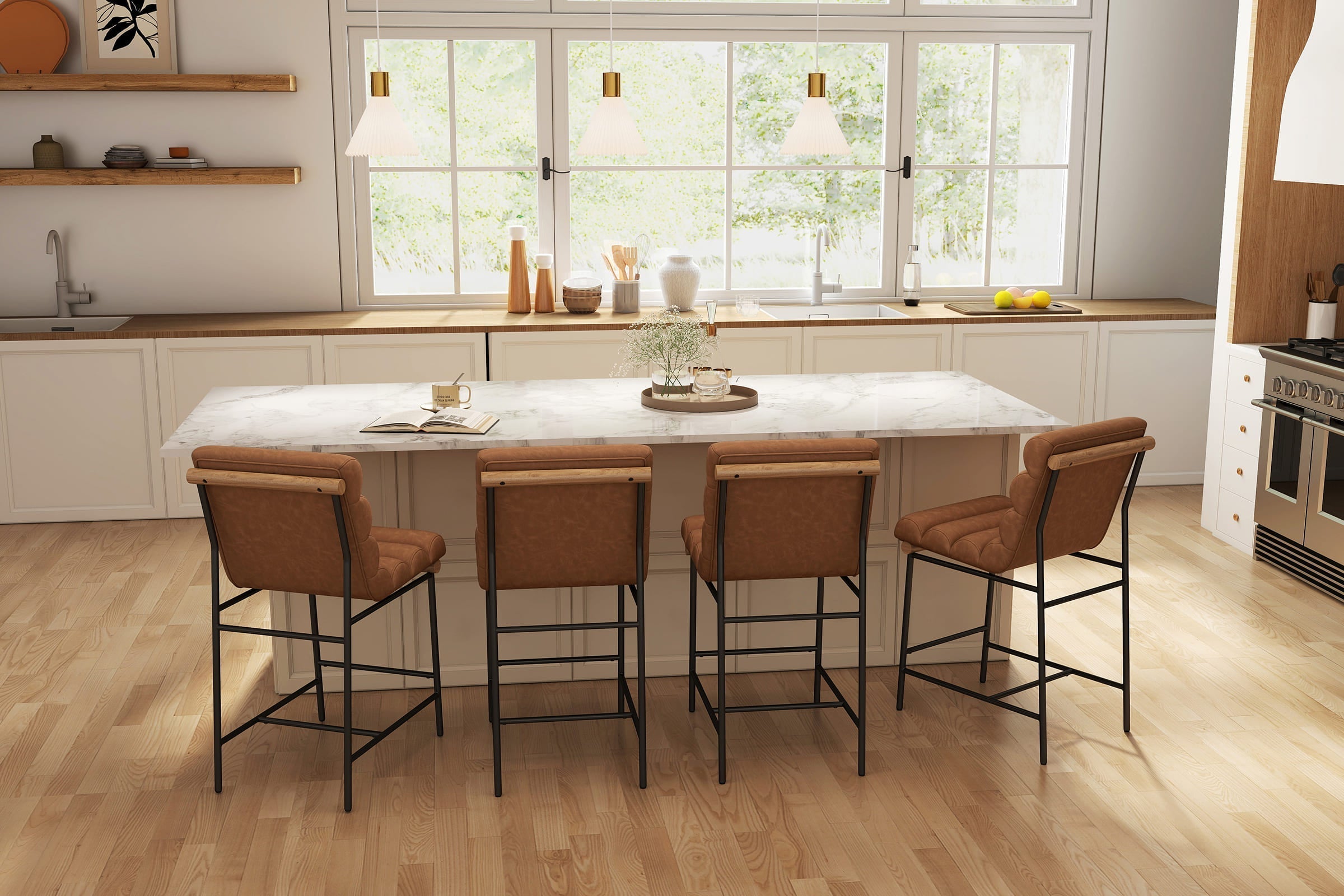 chairus 25”H Armless Upholstered Counter Stools Set of 2 - 5793CS