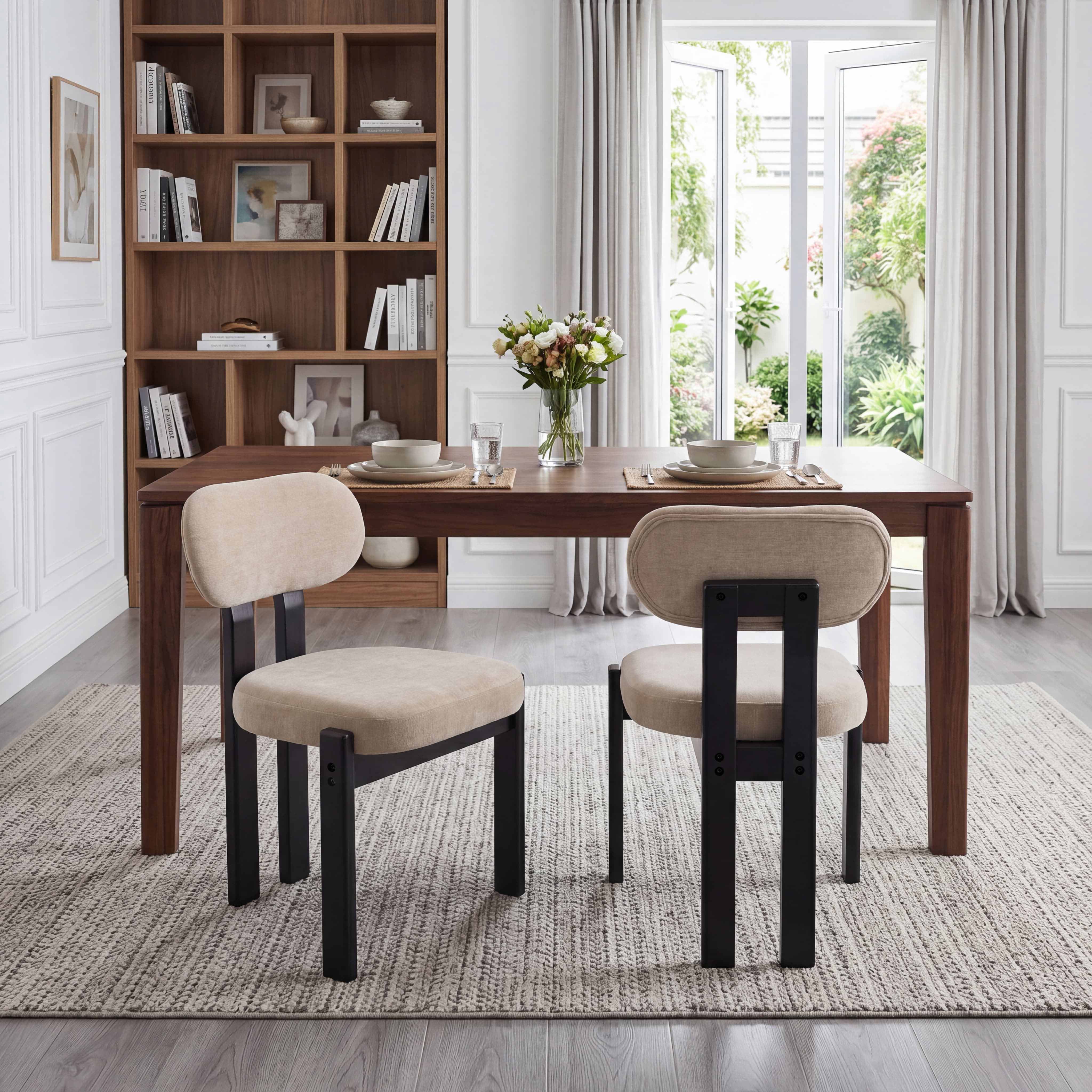 Armless Wood Legs Dining Chairs Set of 2 - 10048DC
