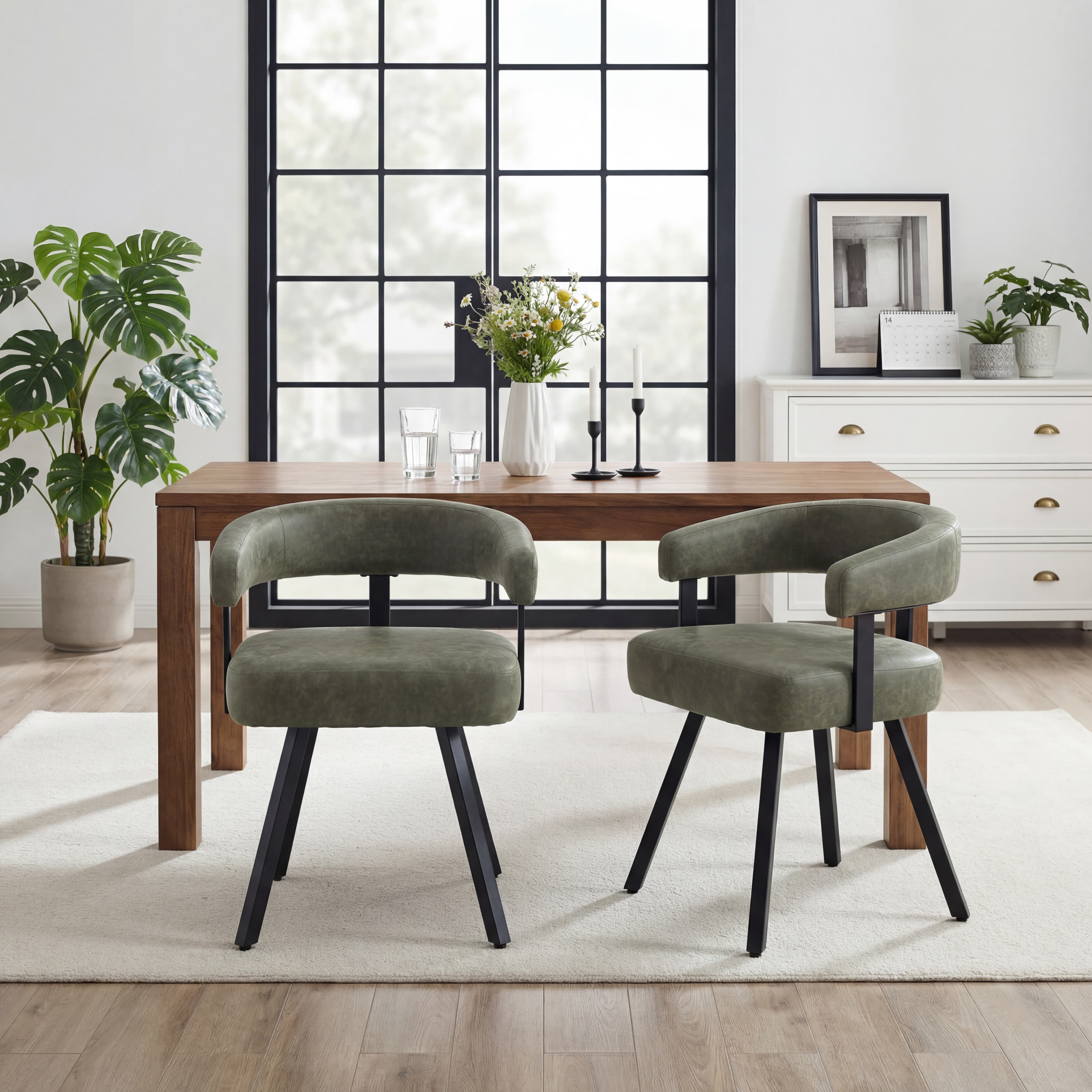 Modern Barrel Dining Chairs Set of 2 - 20081DC