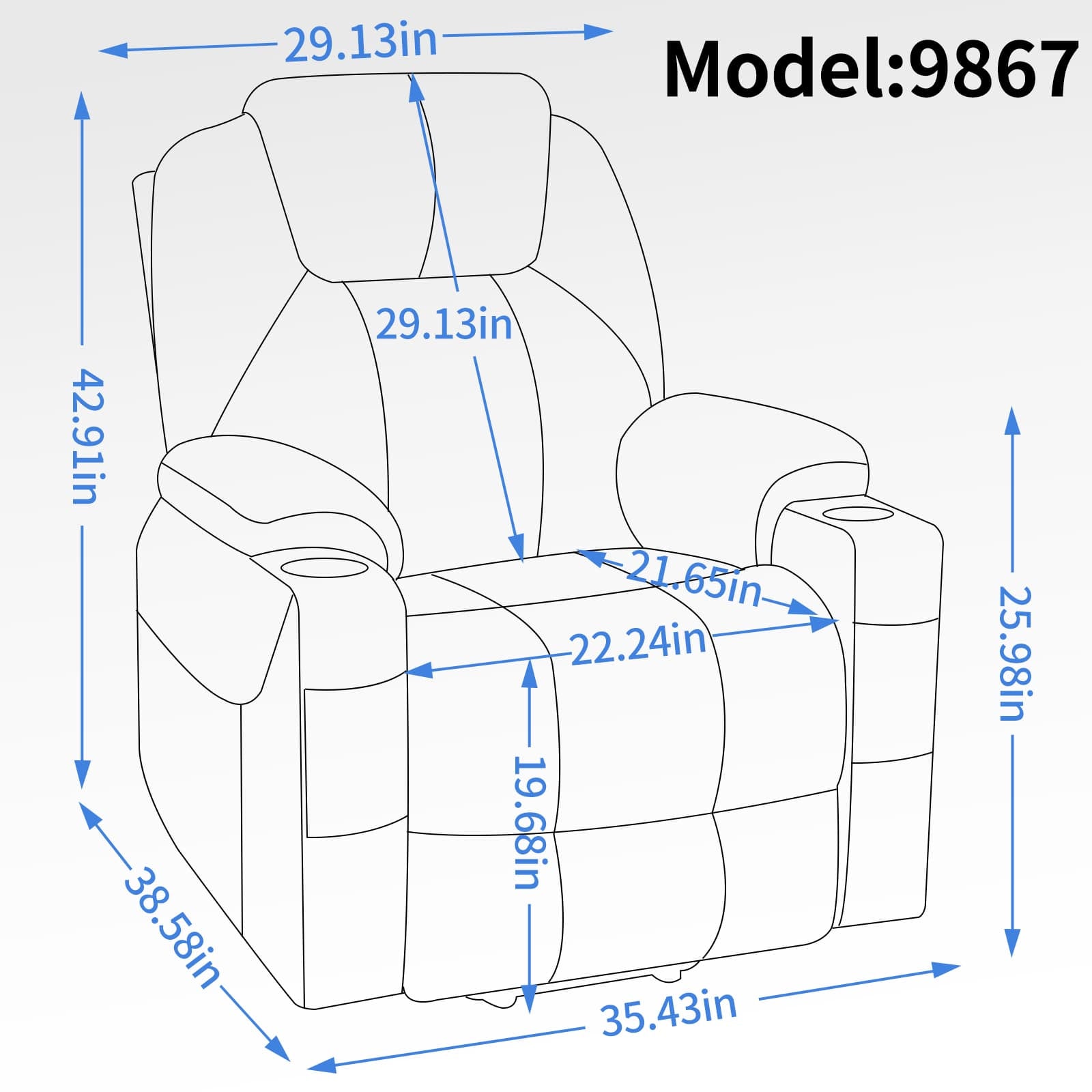 Power Lift Electric Massage Heat USB Recliner Chair