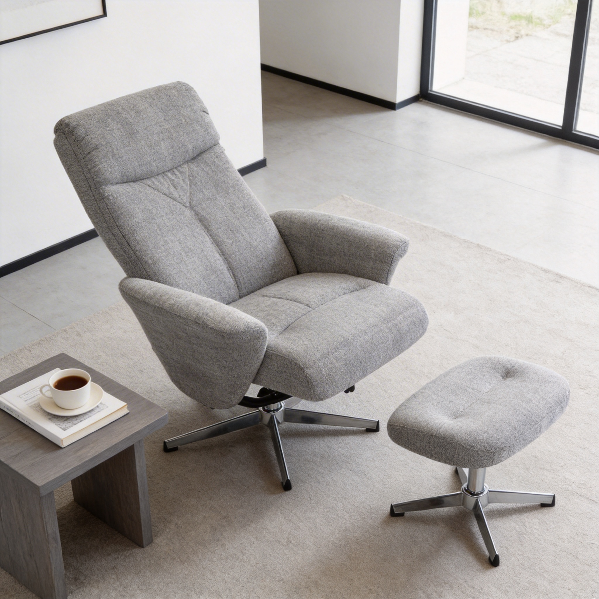 Mid-Century Swivel Recliner with Ottoman