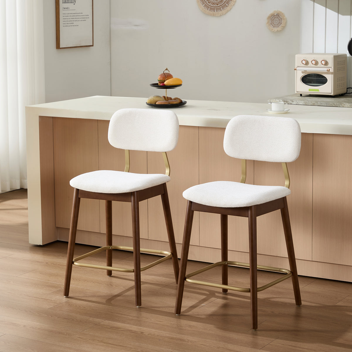 26"H Modern Curved Back Counter Stools Set of 2
