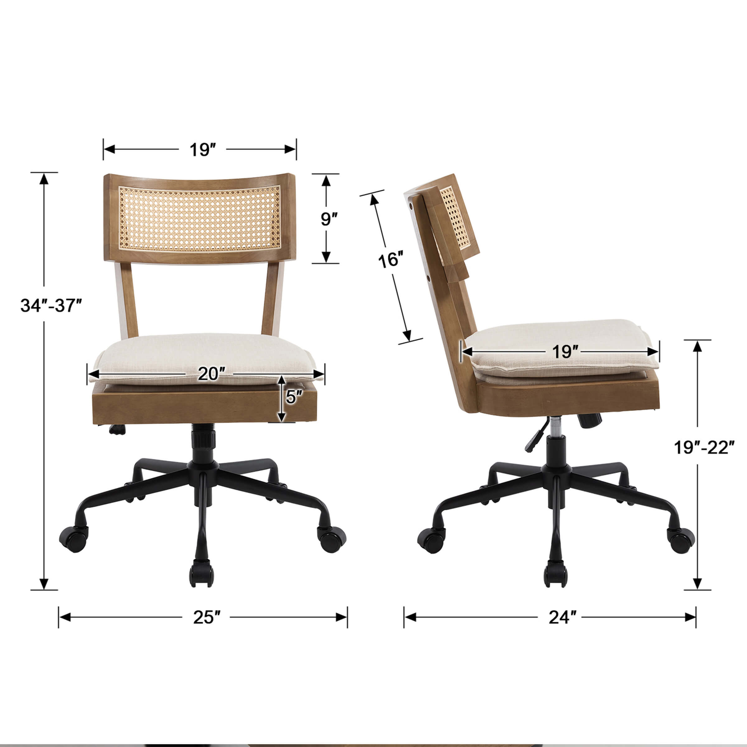 KMAX Spinning Adjustable Office Chairs - 8067OC