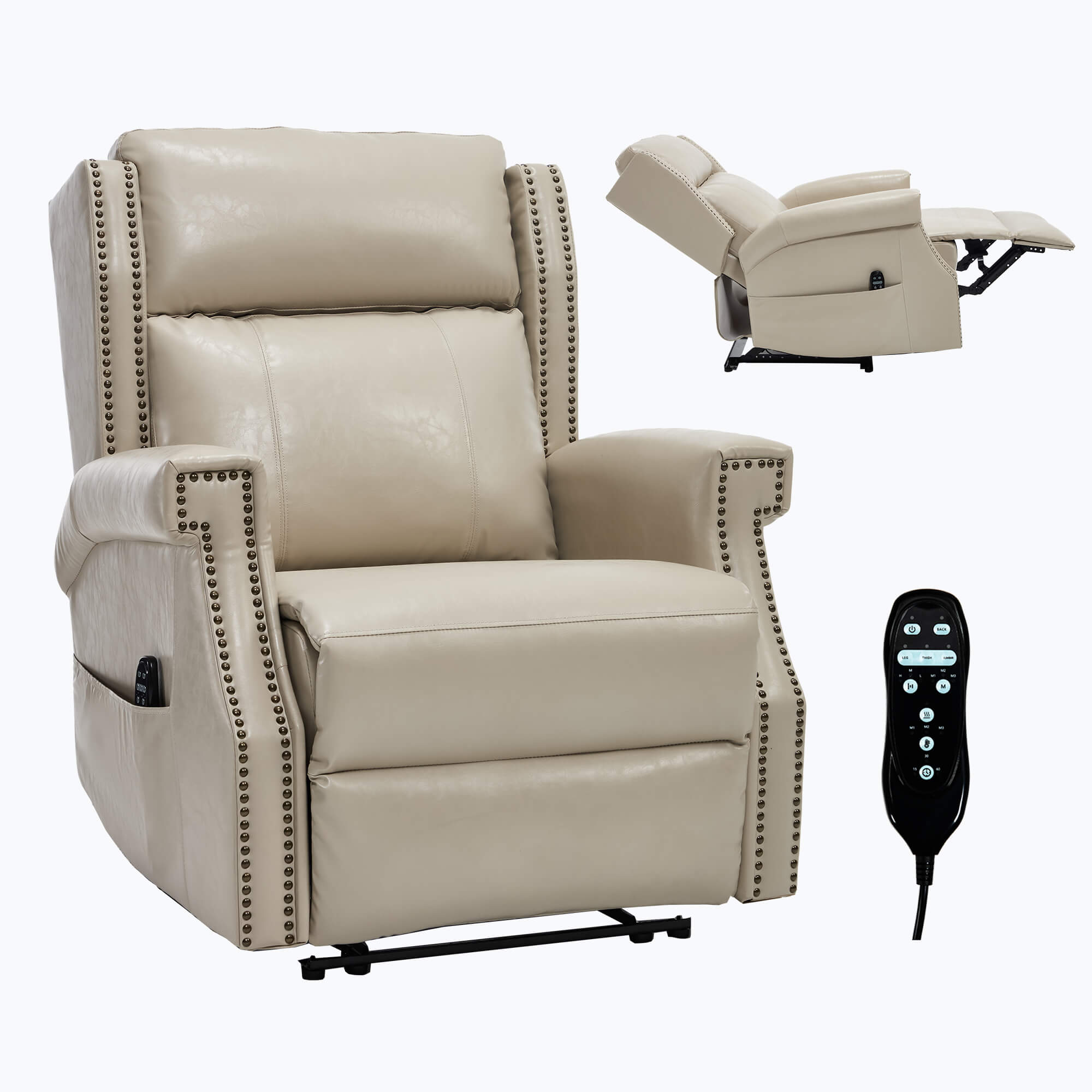 Waxed Faux Leather Massage Heat Modern Manual Recliner Chair