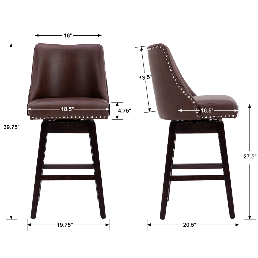 Kmax 27.5"H Mid-Century Counter Swivel Bar Stools - 6017