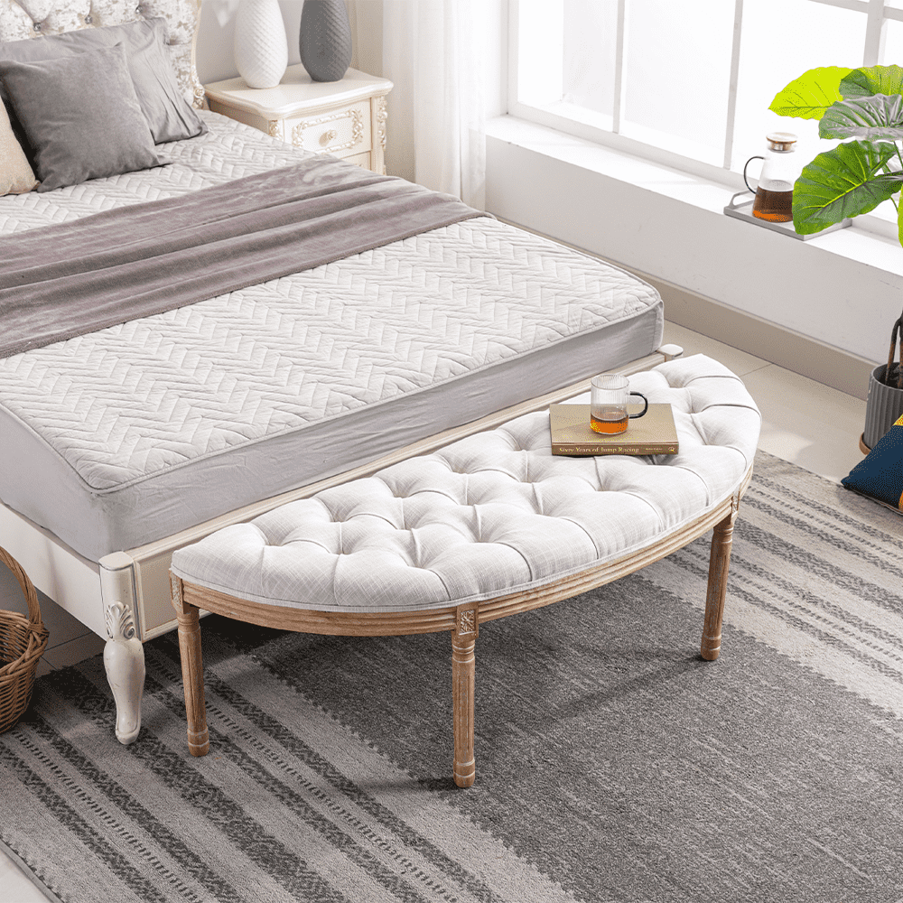 Kmax 55" Mid Century Tufted Fabric Bench - 2162BH