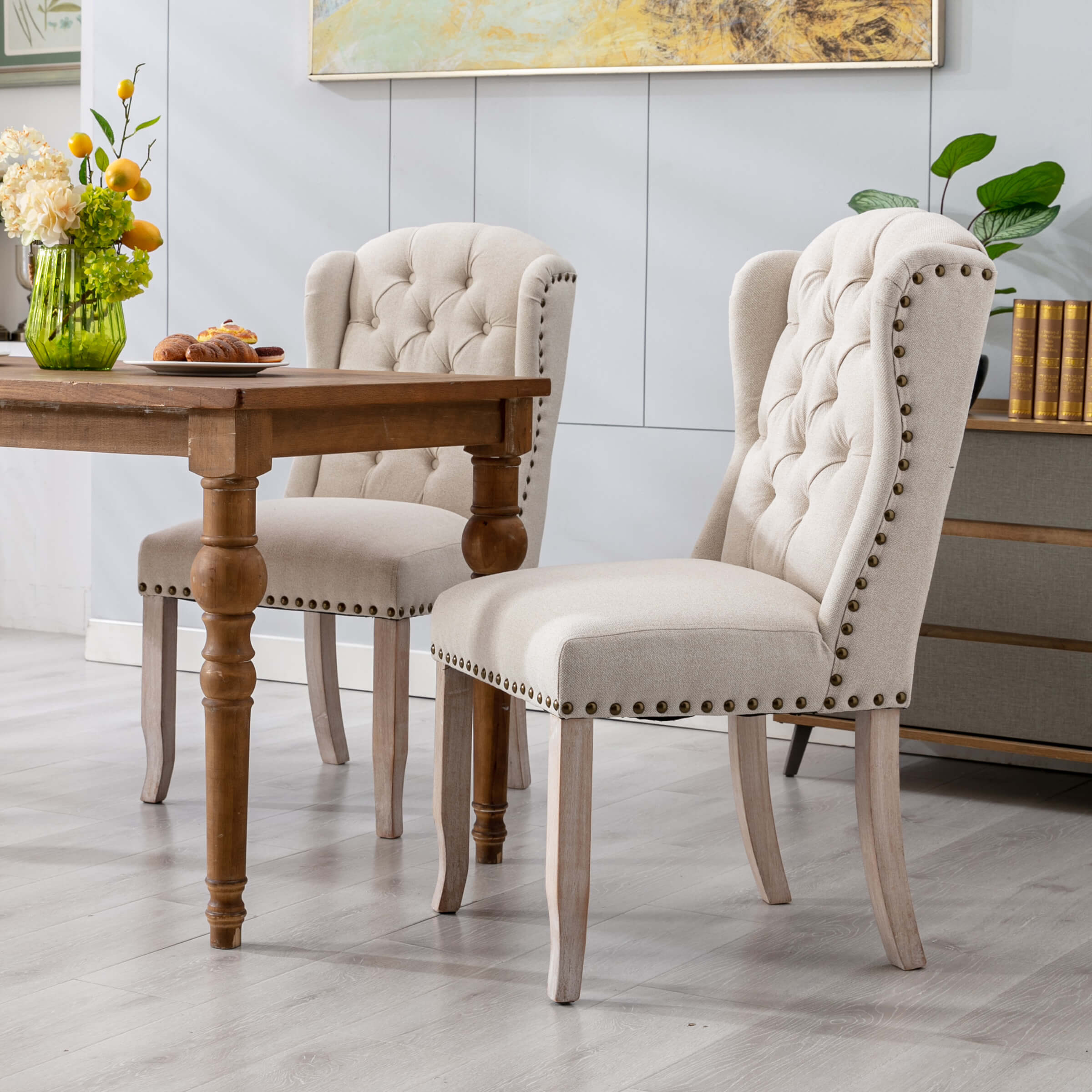Parsons Linen Dining Chairs Set of 2 - 1296DC