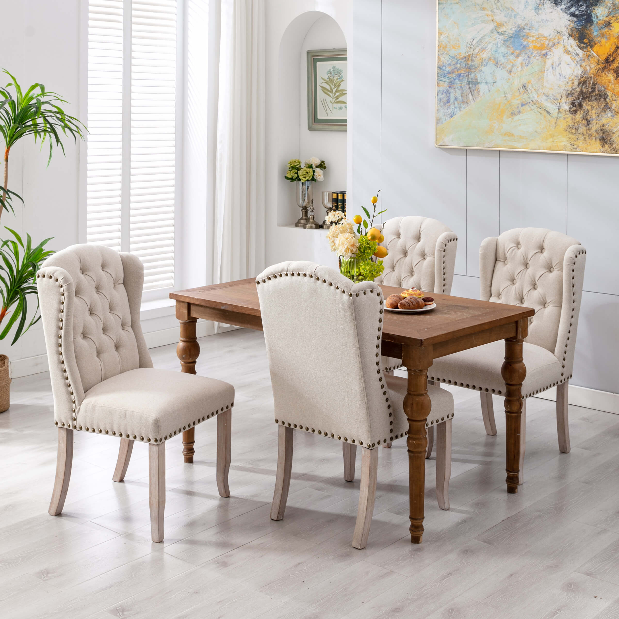 Kmax Parsons Linen Dining Chairs Set of 2 - 1296DC