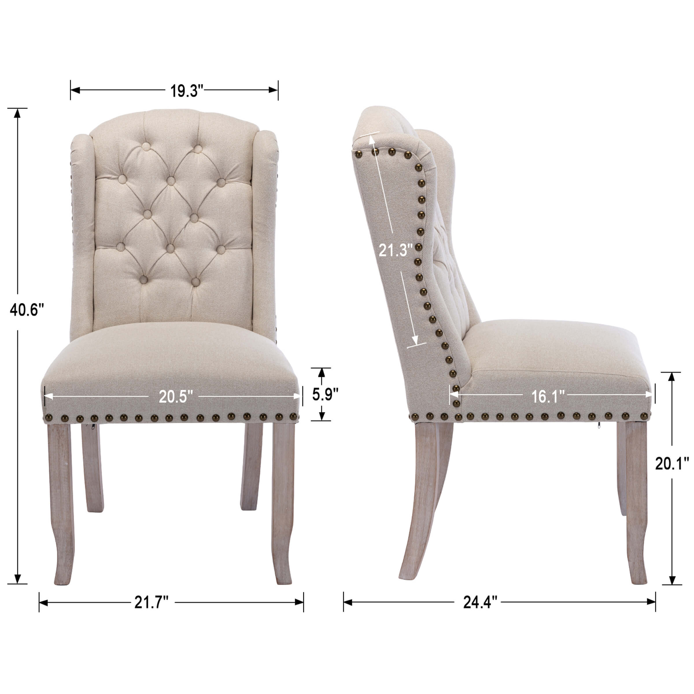 Parsons Linen Dining Chairs Set of 2 - 1296DC