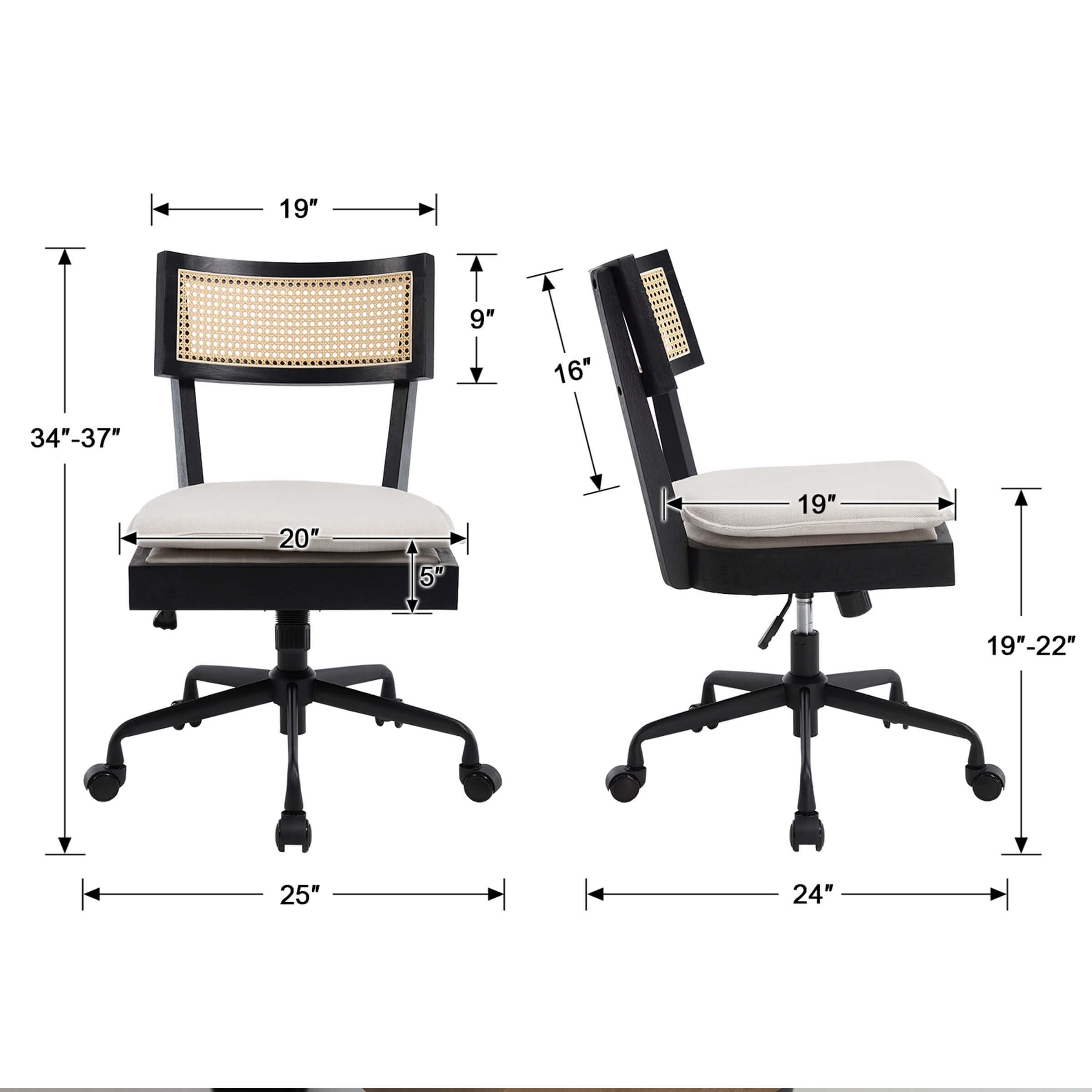 KMAX Spinning Adjustable Office Chairs - 8067OC