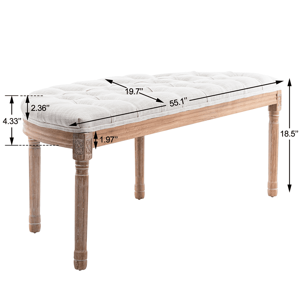 Kmax 55" Mid Century Tufted Fabric Bench - 2162BH