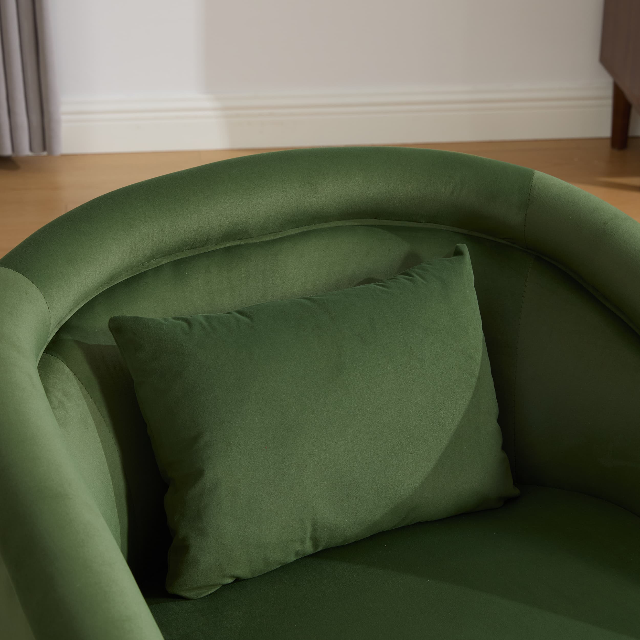 Velvet Pumpkin 360° Swivel Barrel Accent Chair