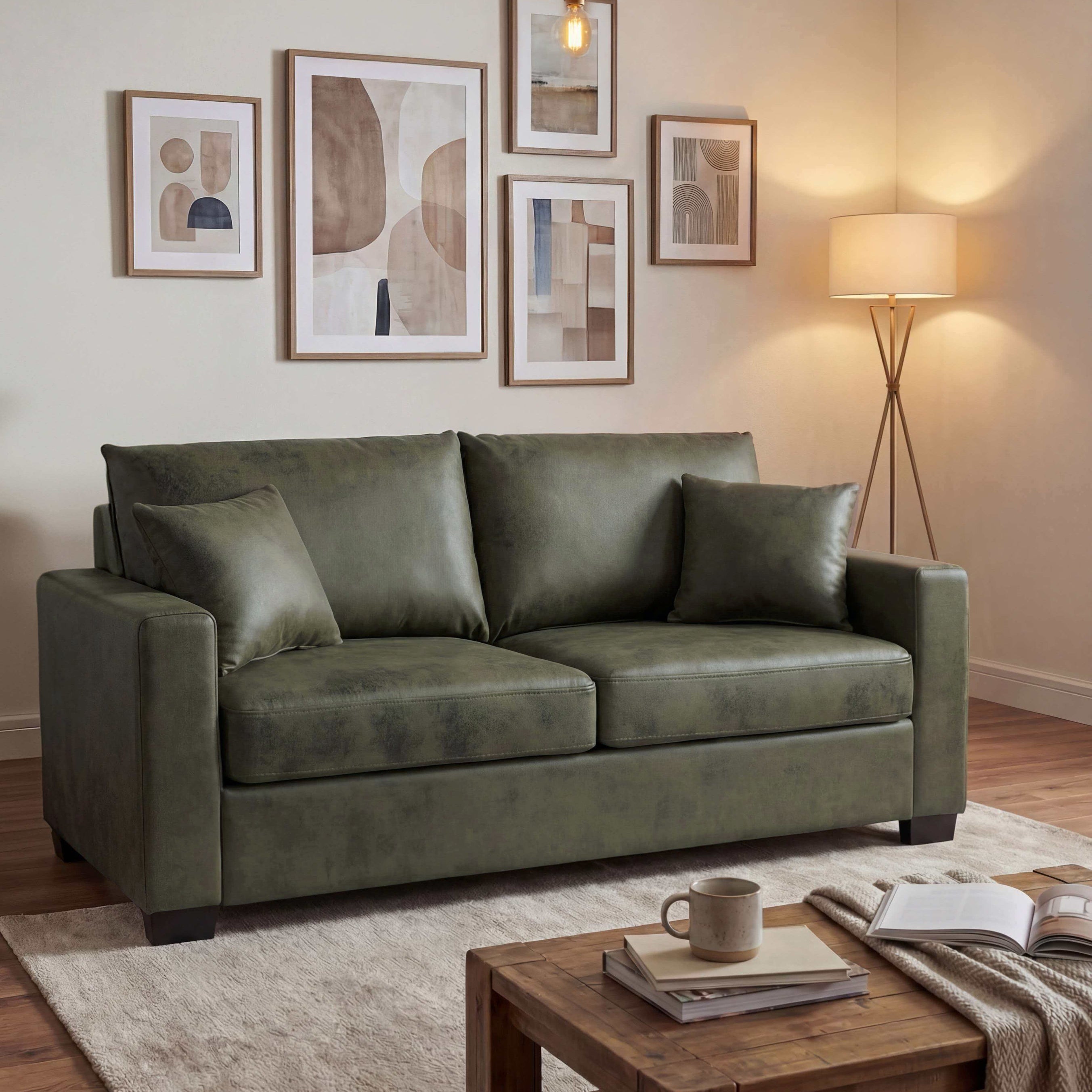 69"W Modern Breathable Square Arms Sofa 2-Seat