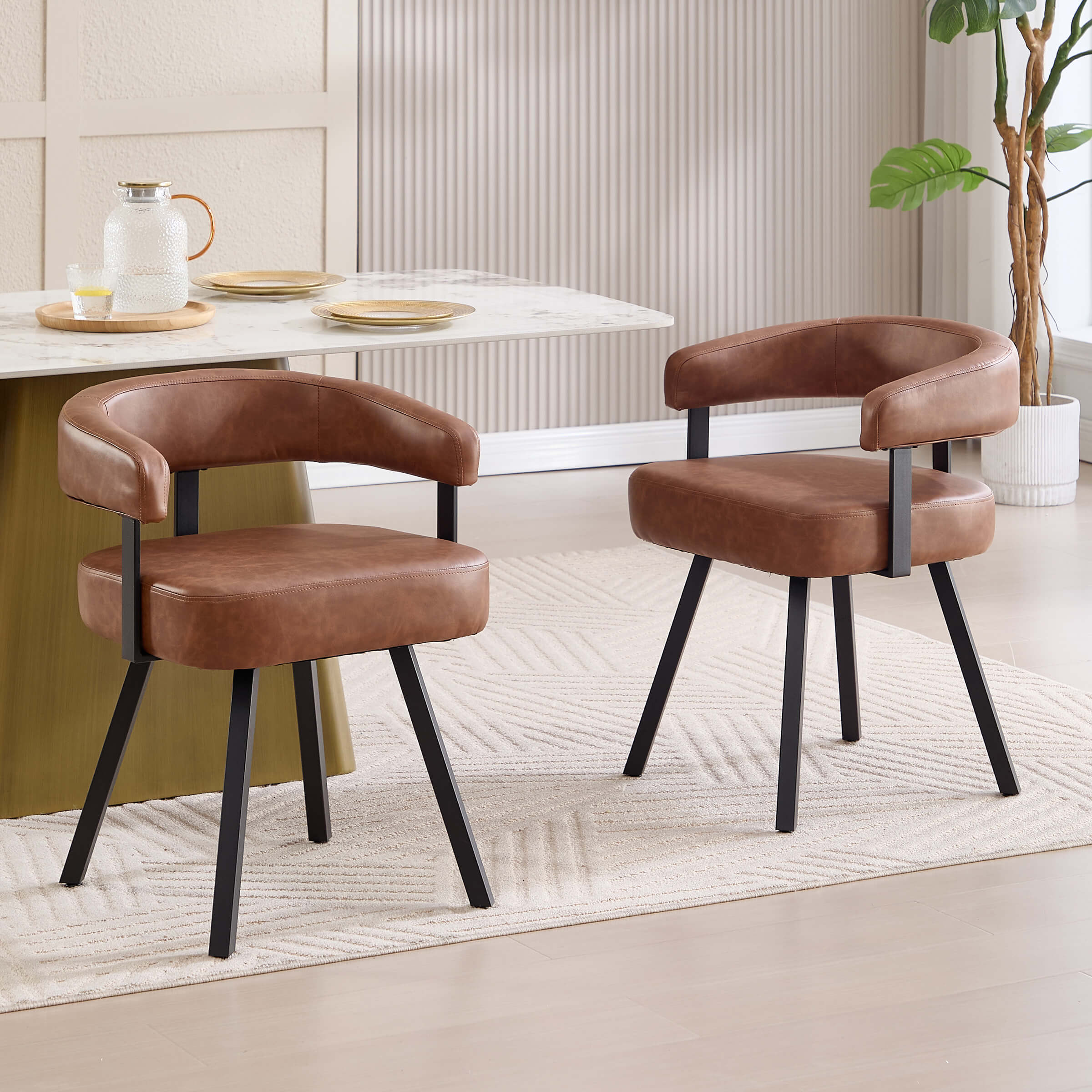 ROCITY Modern Barrel Dining Chairs Set of 2 - 20081DC