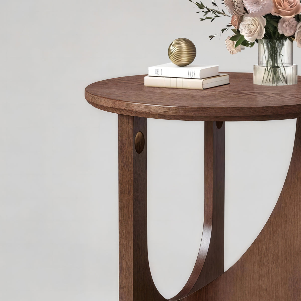 20" Modern Round Solid Wood Side Table