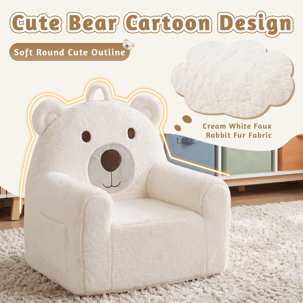 24" Bear Kids Faux Fur Sofa Chair