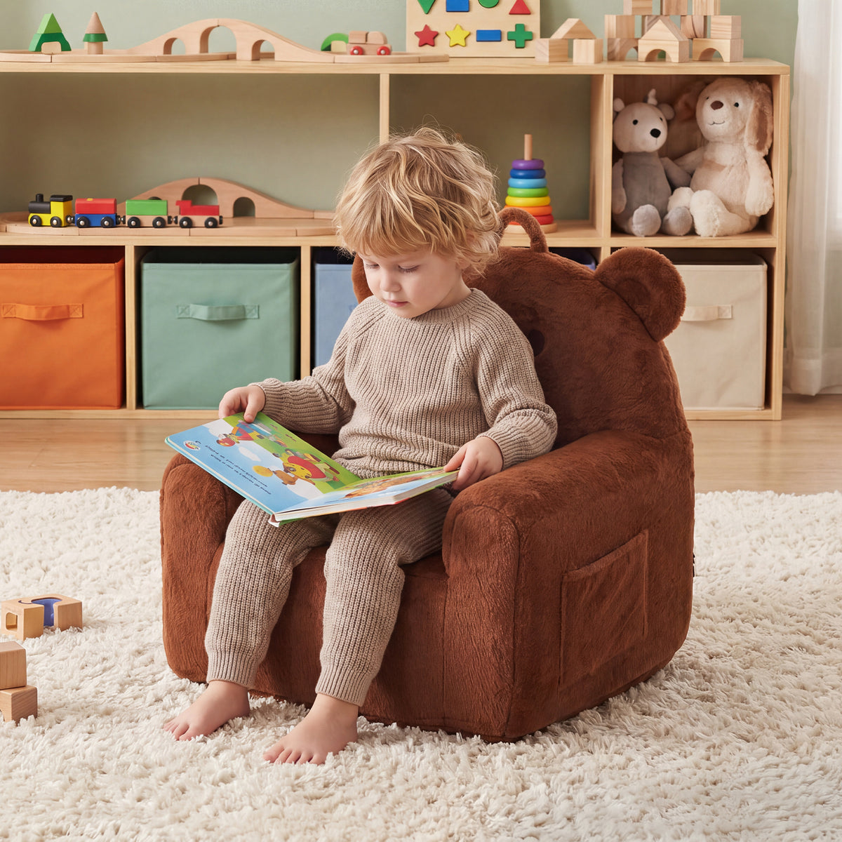 24" Bear Kids Faux Fur Sofa Chair