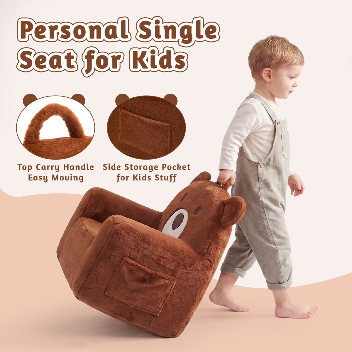24" Bear Kids Faux Fur Sofa Chair