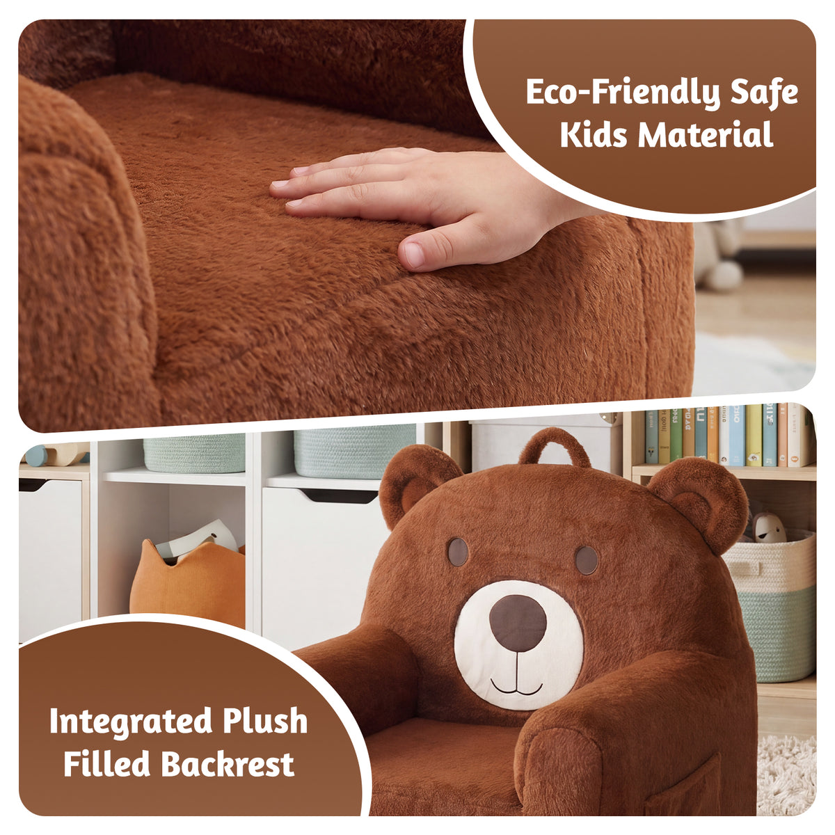 24" Bear Kids Faux Fur Sofa Chair