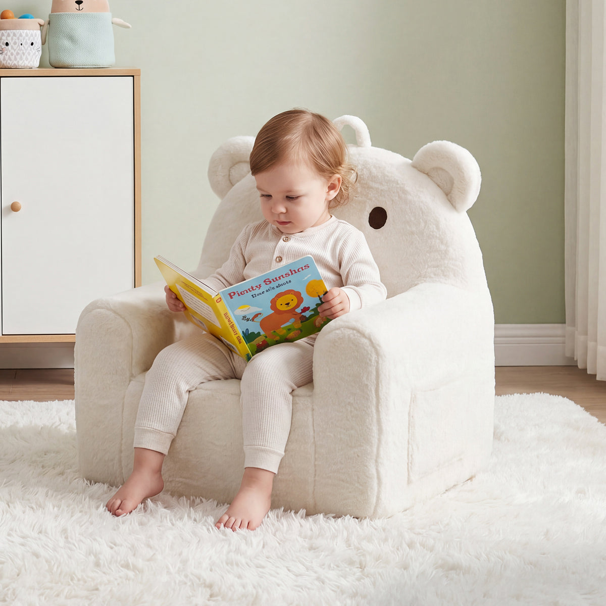 24" Bear Kids Faux Fur Sofa Chair