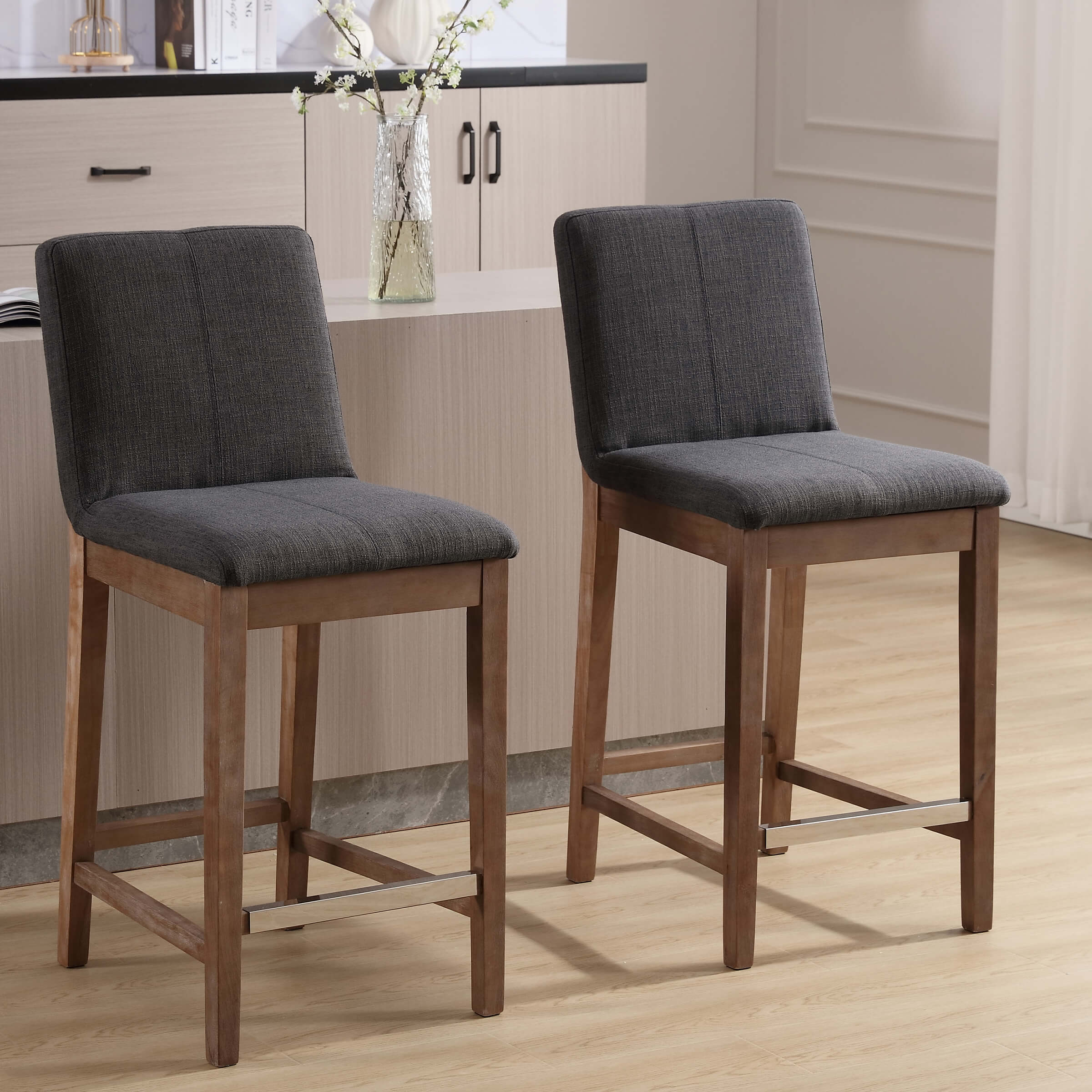 Kmax 26"H Modern Counter Height Bar Stools Set of 2 - 5730CS