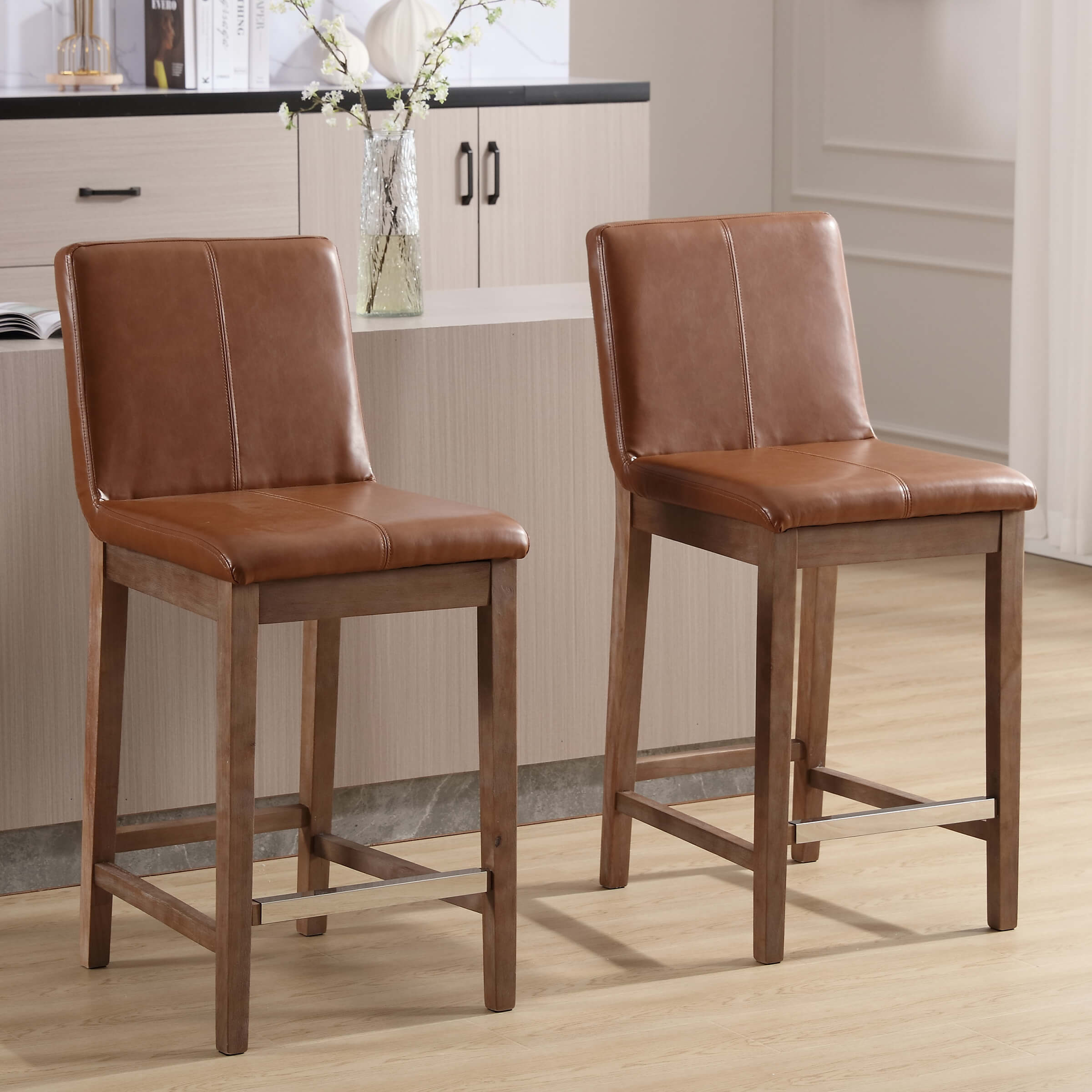 Kmax 26"H Modern Counter Height Bar Stools Set of 2 - 5730CS