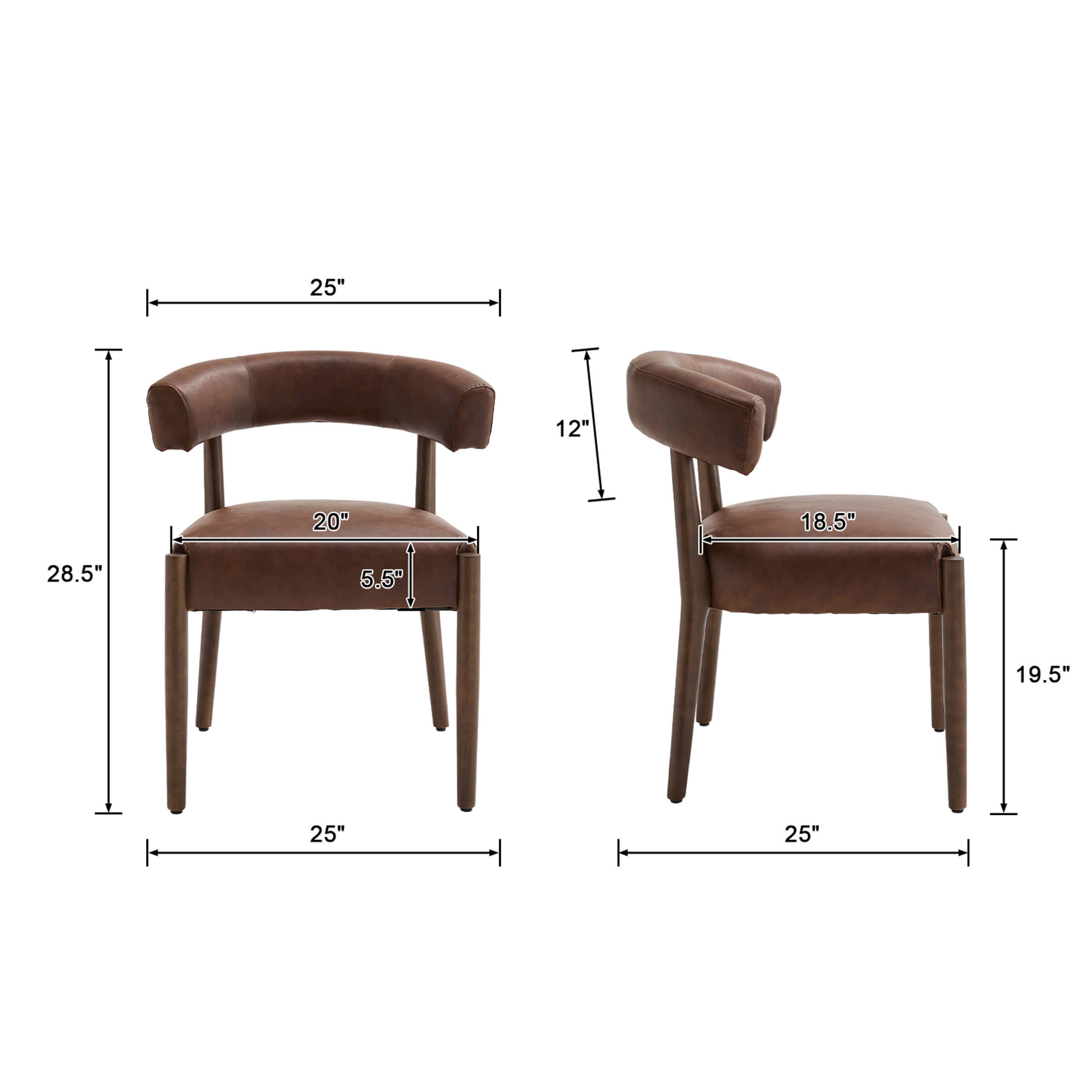 Curved Open Back Kitchen Chairs Set of 2 - 10077DC