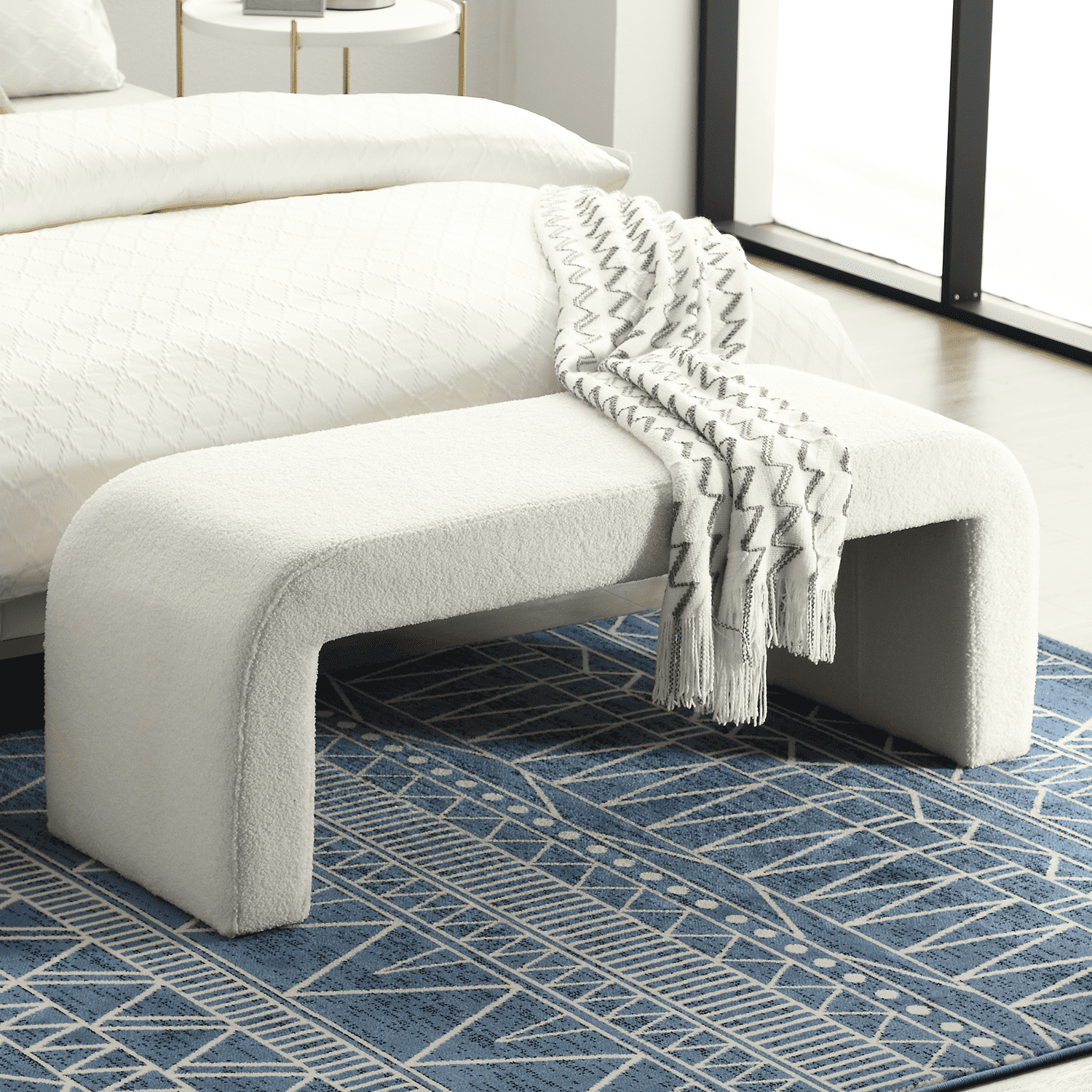 VESCASA 49.5" W Sherpa Bench for Hallway - 2514BH