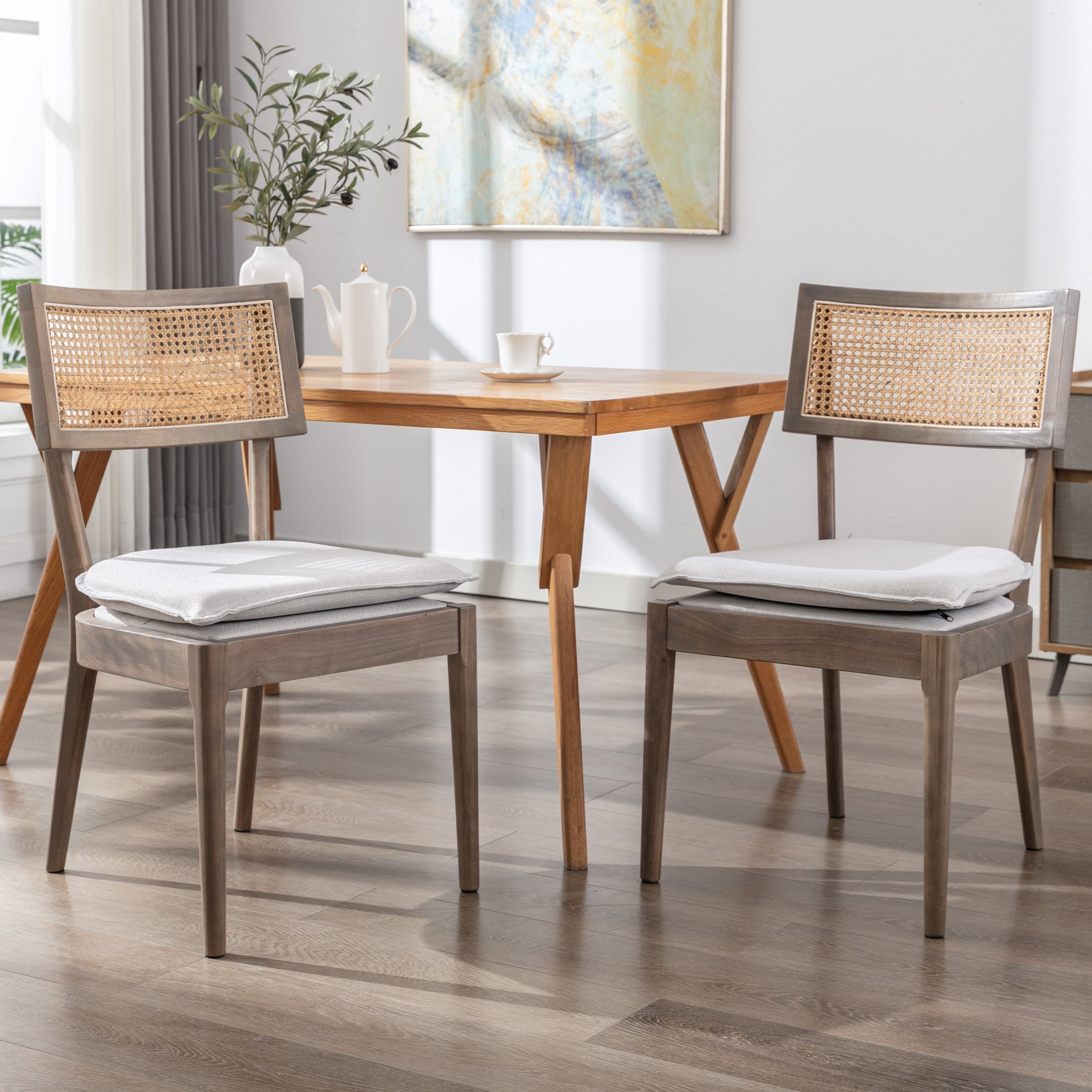 Kmax Farmhouse Rattan Back Dining Chairs- 1821DC