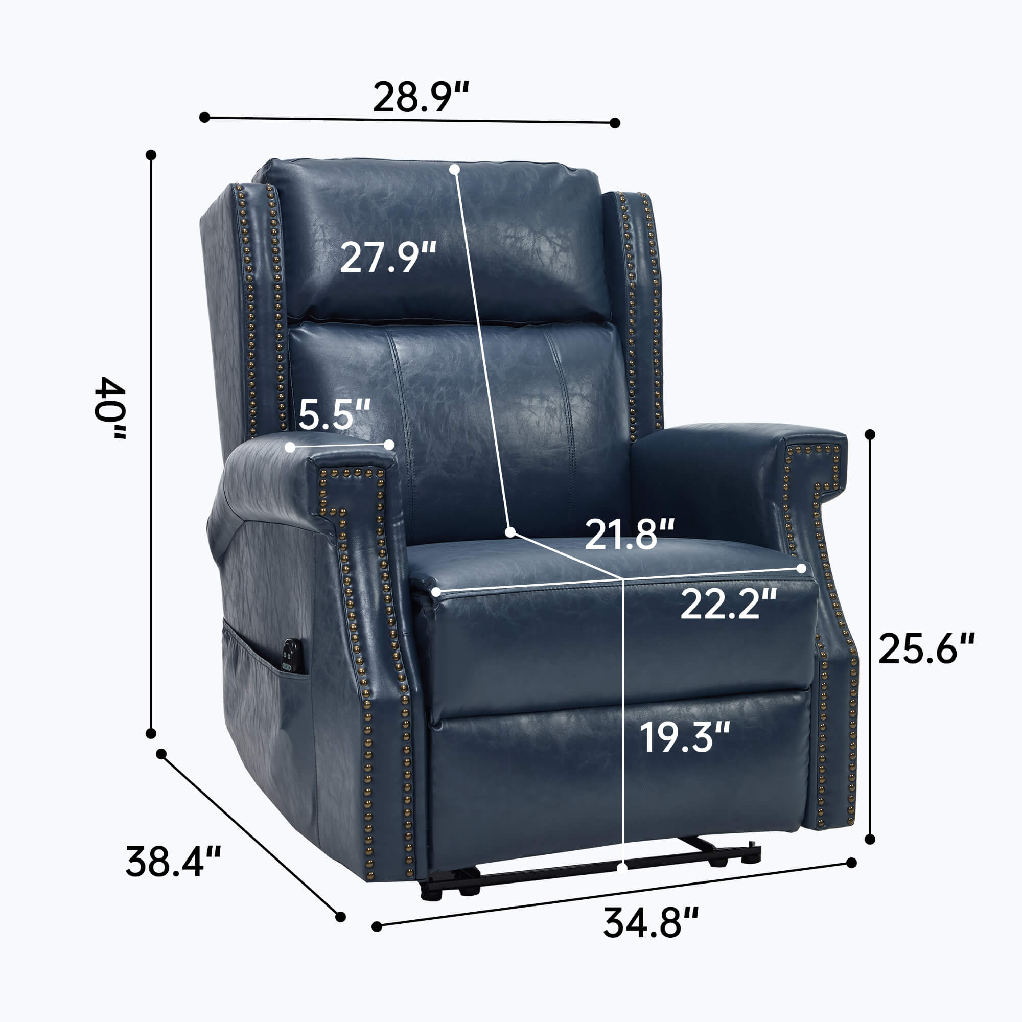 Waxed Faux Leather Massage Heat Modern Manual Recliner Chair