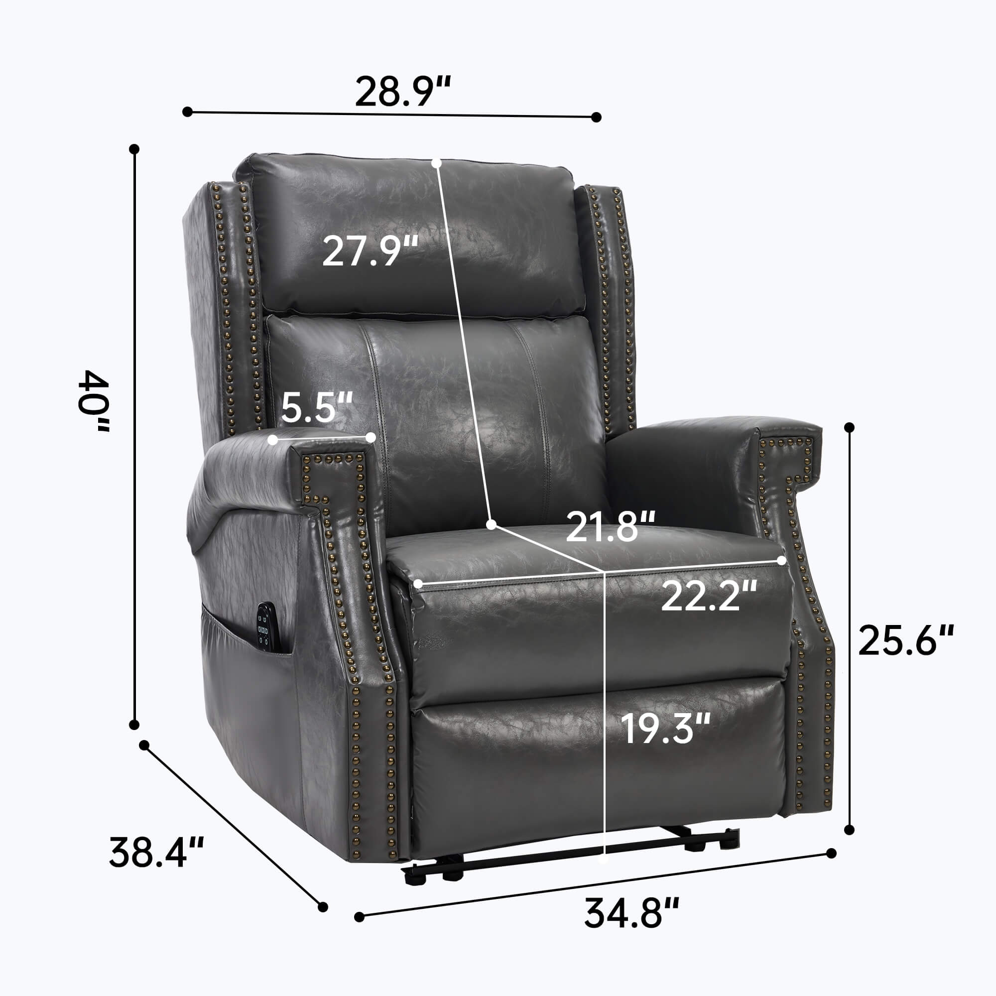 Waxed Faux Leather Massage Heat Modern Manual Recliner Chair