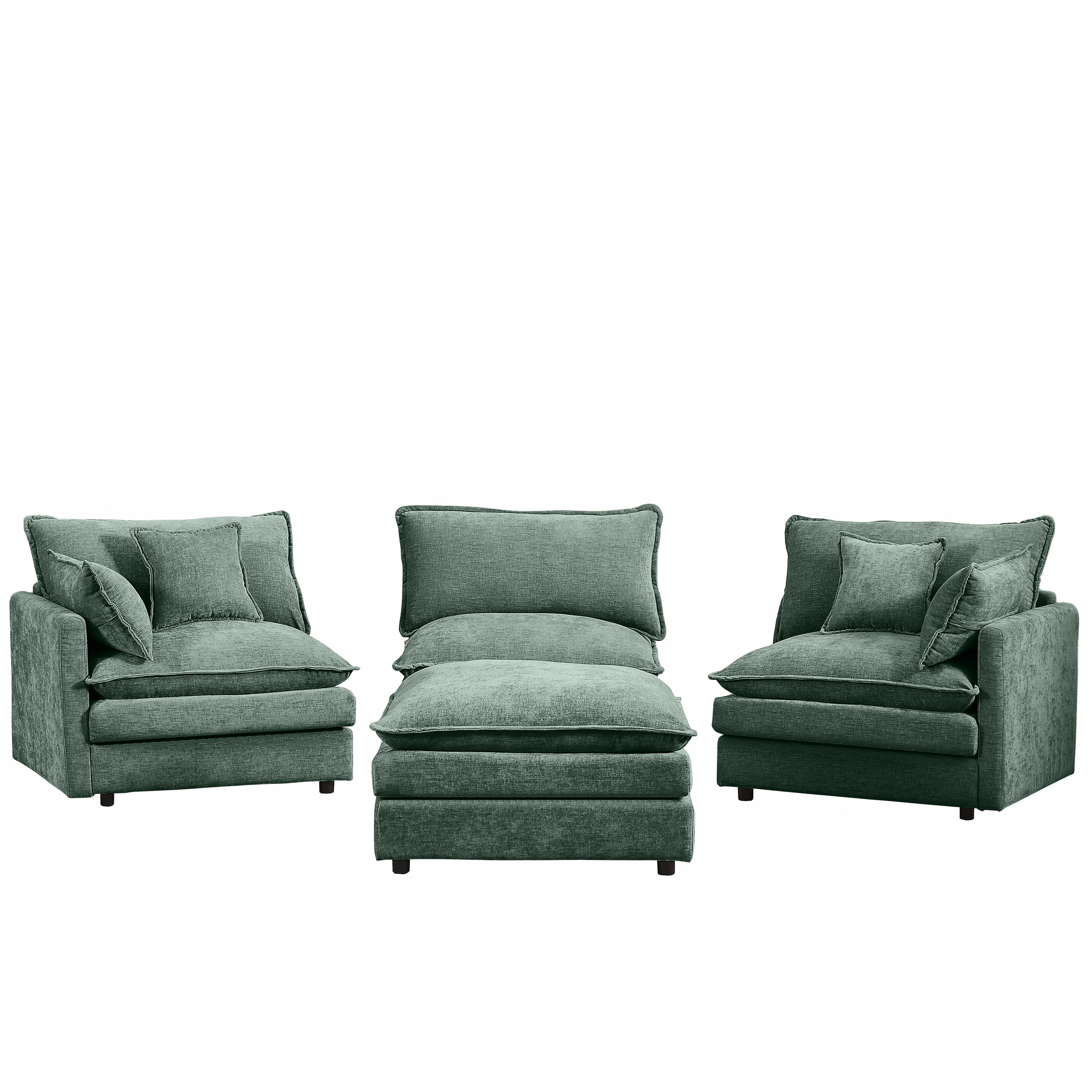 102" L Shape Chenille Modular Sectional 3 Seater Couch with Ottoman