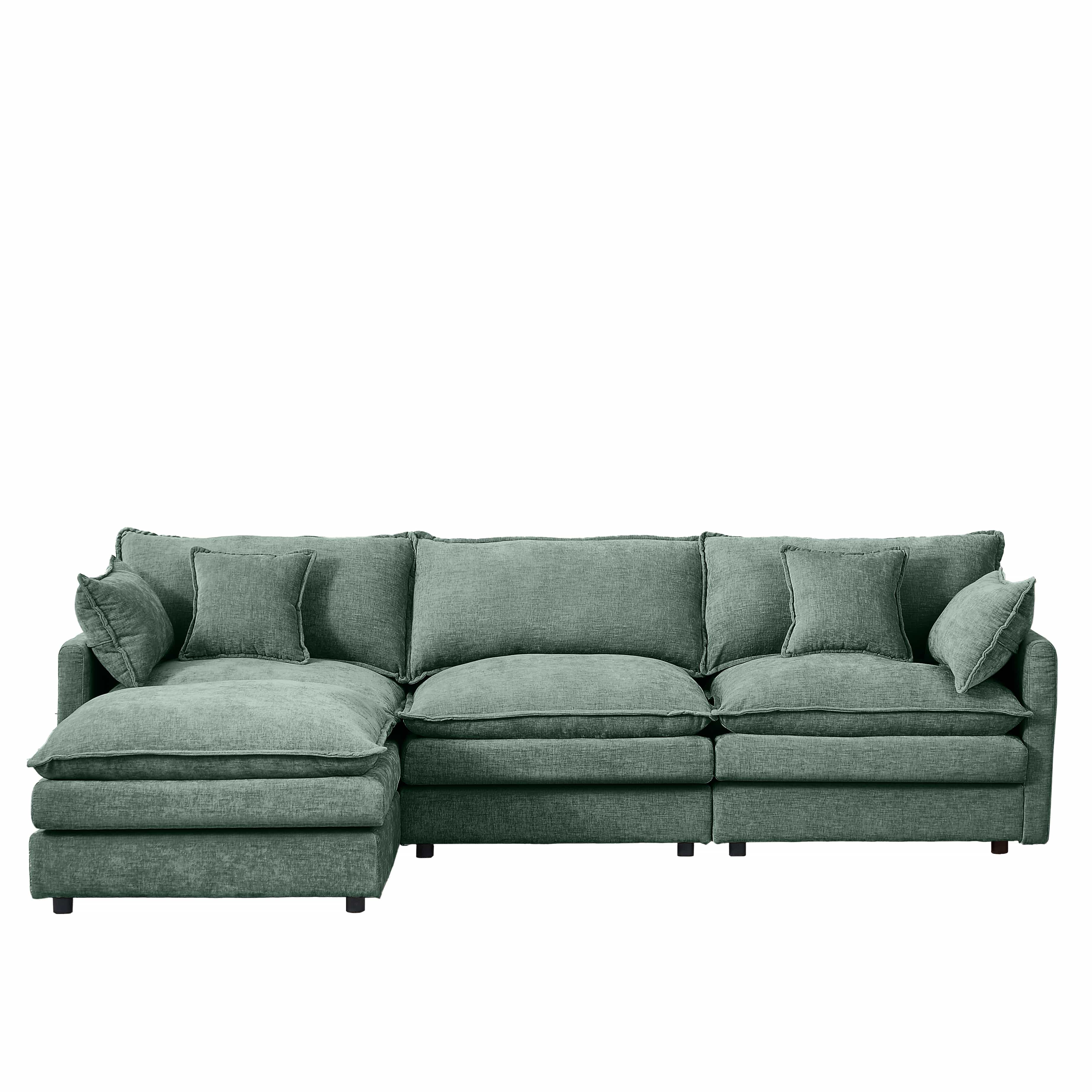 102" L Shape Chenille Modular Sectional 3 Seater Couch with Ottoman