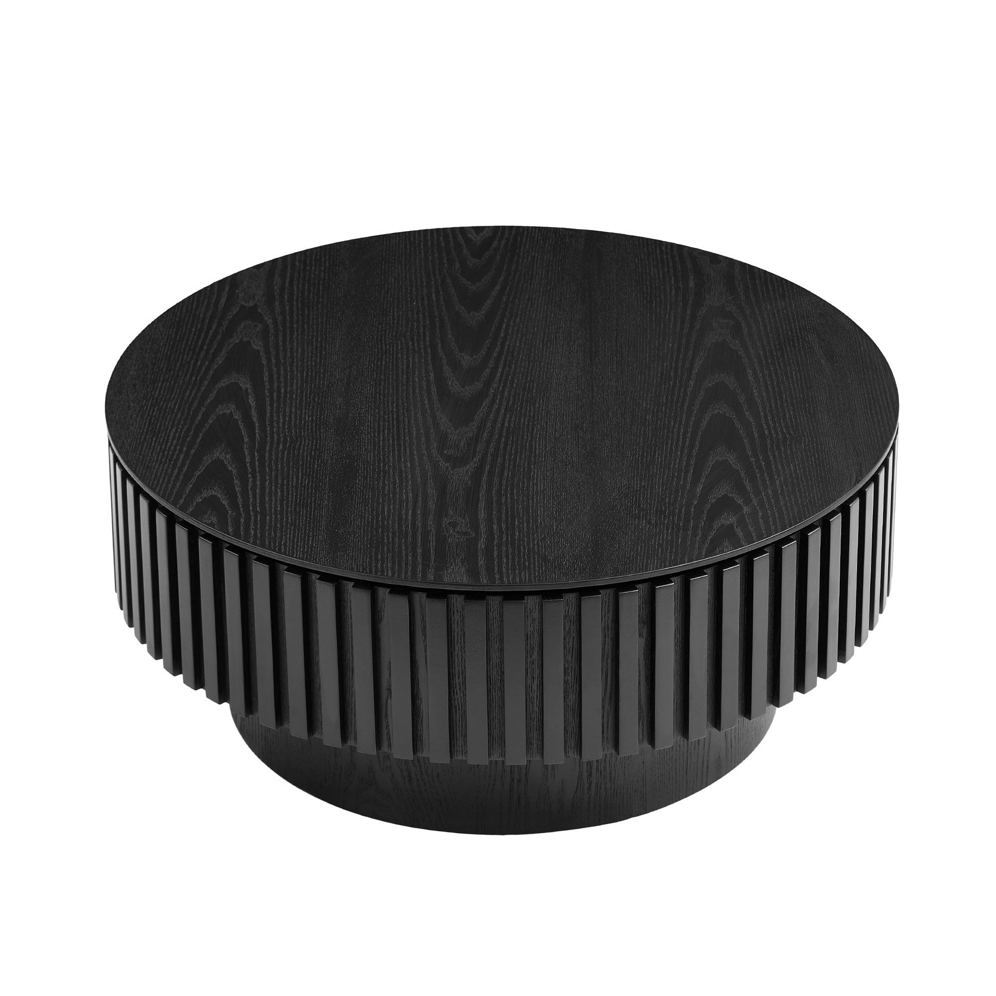 31.5" Modern Wood Coffee Table with Fluted Sides & Storage