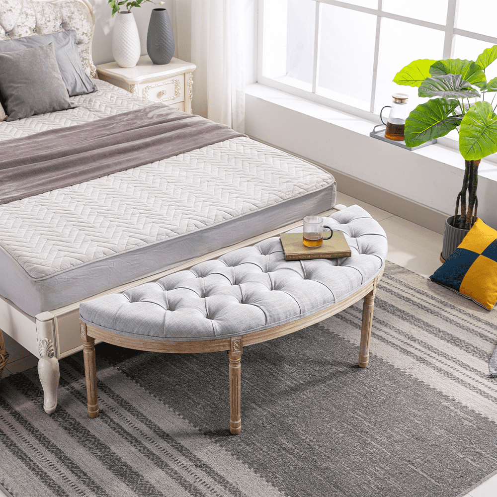 Kmax 55" Mid Century Tufted Fabric Bench - 2162BH