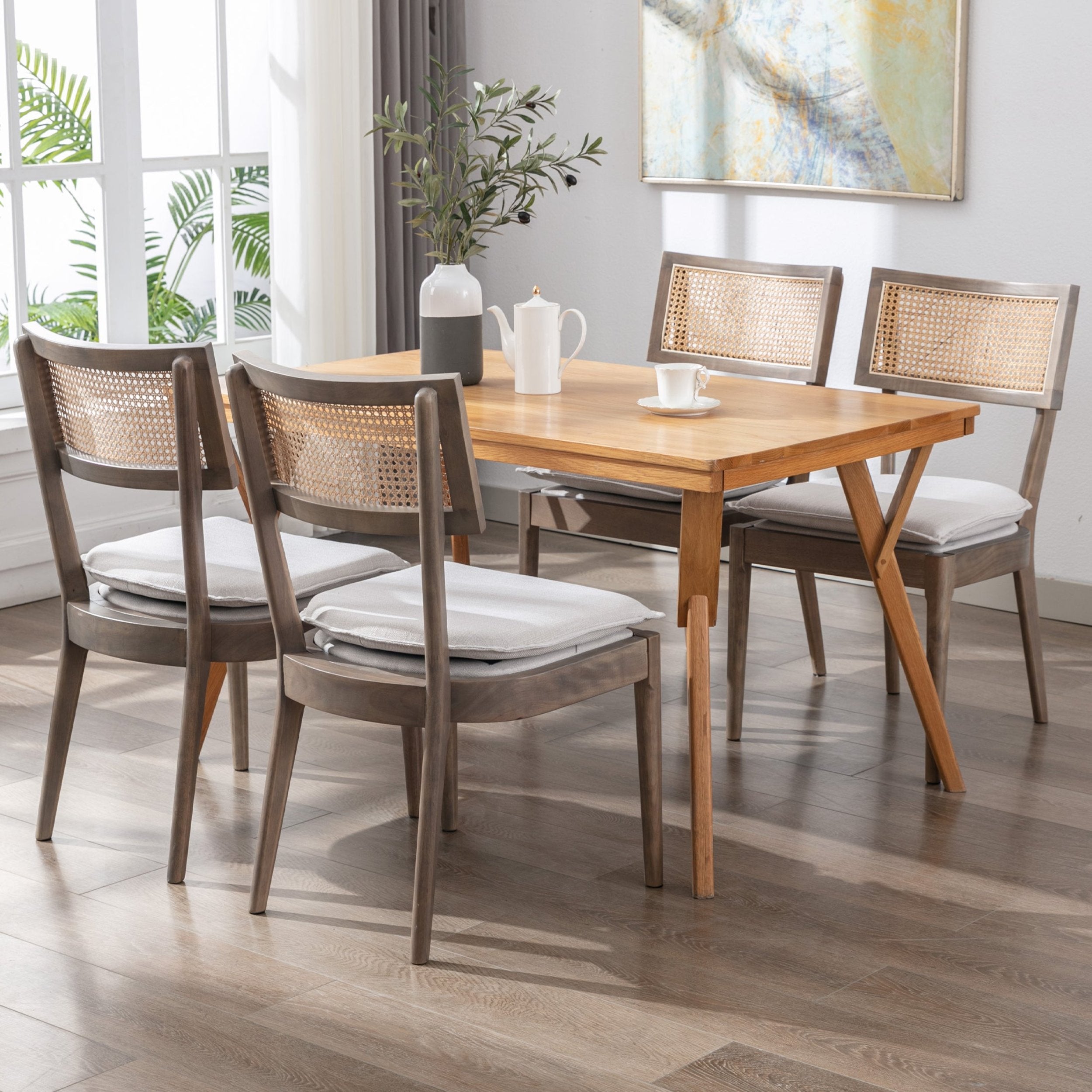 Kmax Farmhouse Rattan Back Dining Chairs- 1821DC