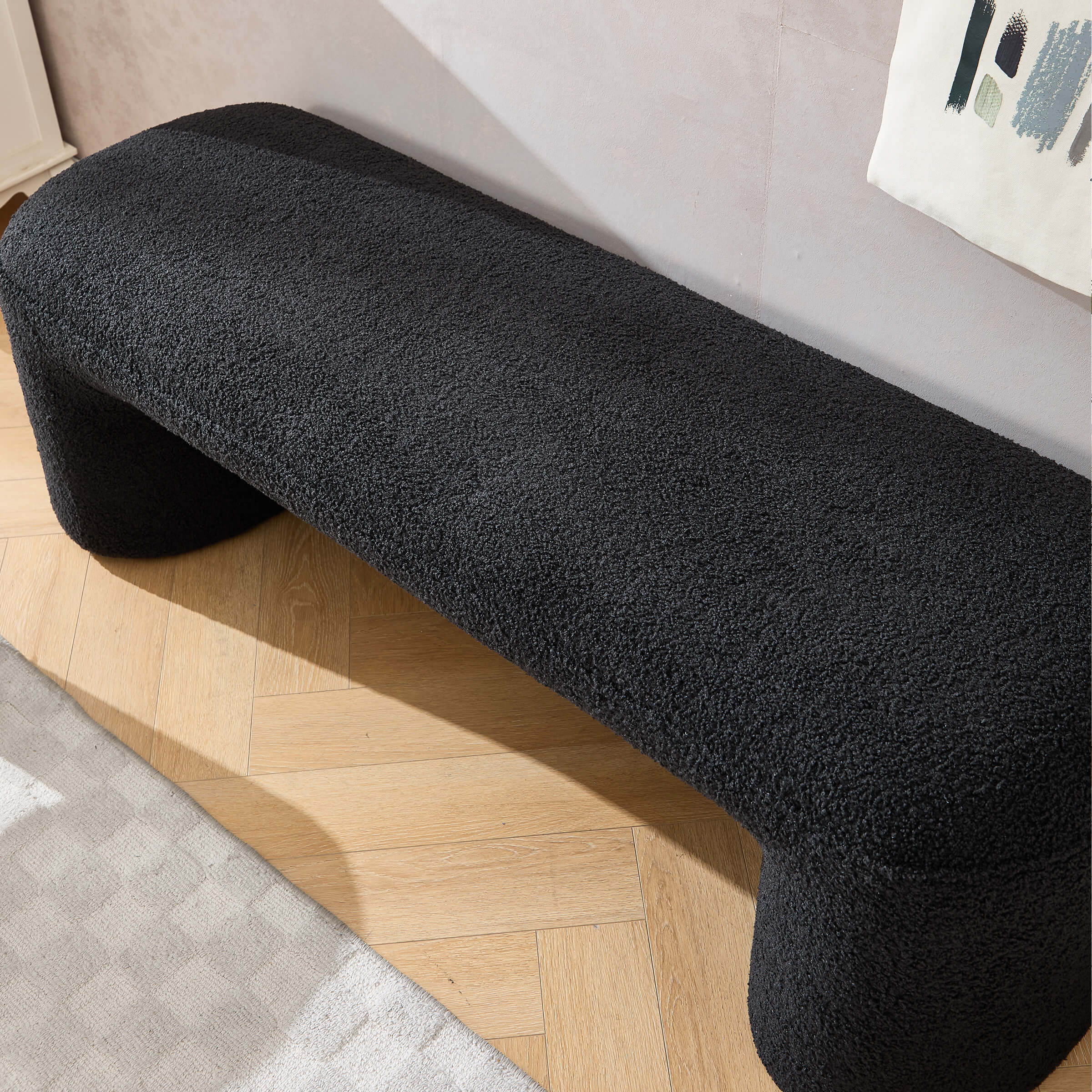 ZH4YOU 53"W Bedroom Bench with 2 Small Stools - 2653BH