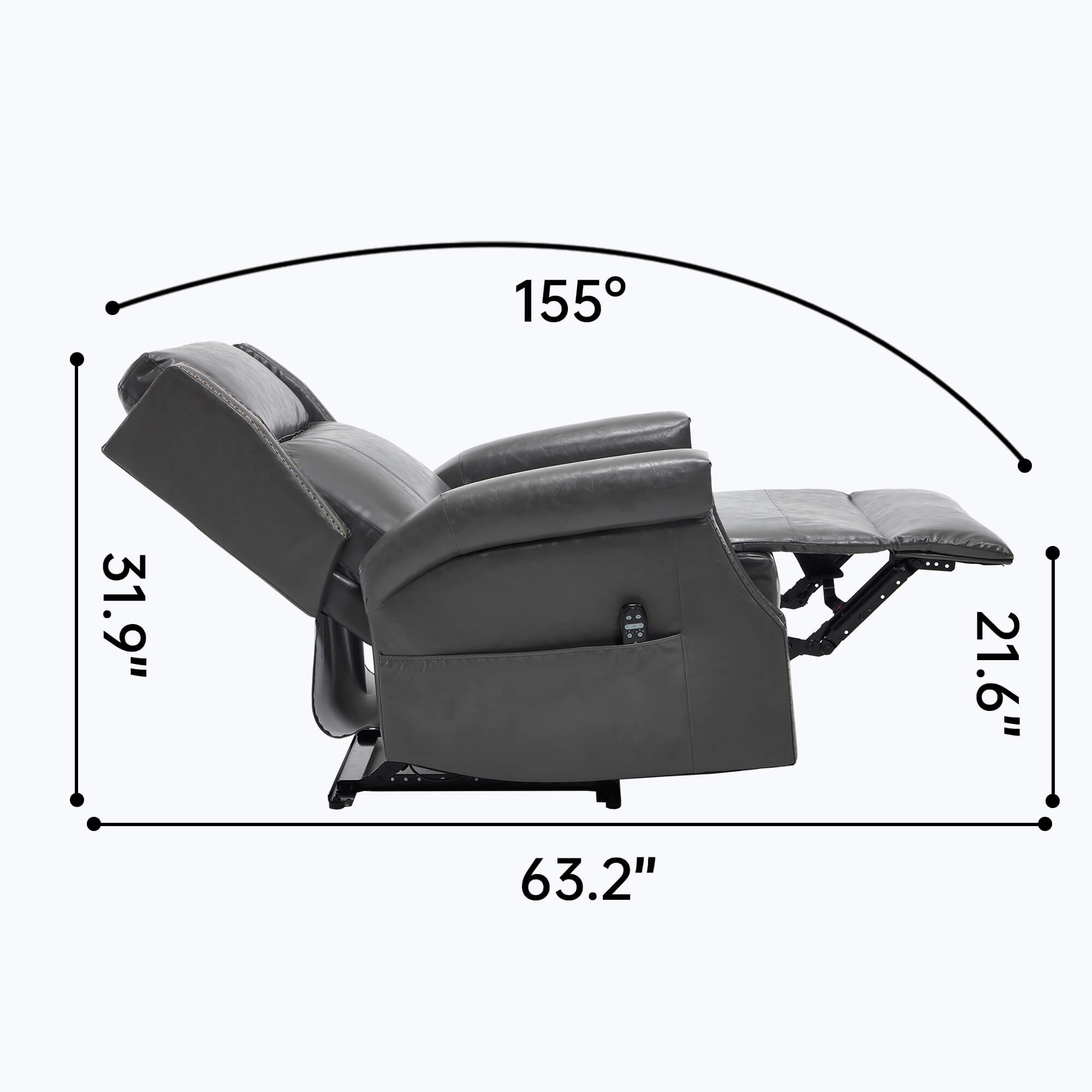 Waxed Faux Leather Massage Heat Modern Manual Recliner Chair
