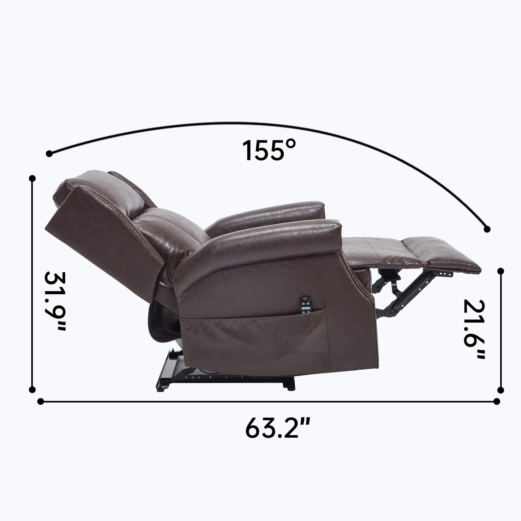 Waxed Faux Leather Massage Heat Modern Manual Recliner Chair