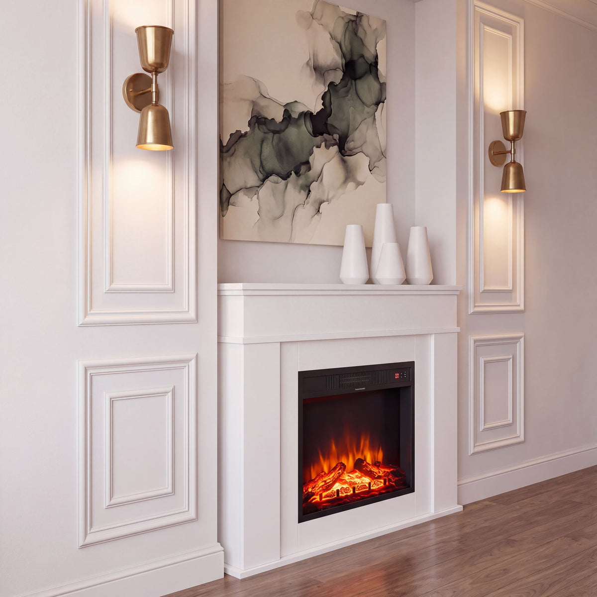 43" Freestanding Electric Fireplace Stove with Mantel