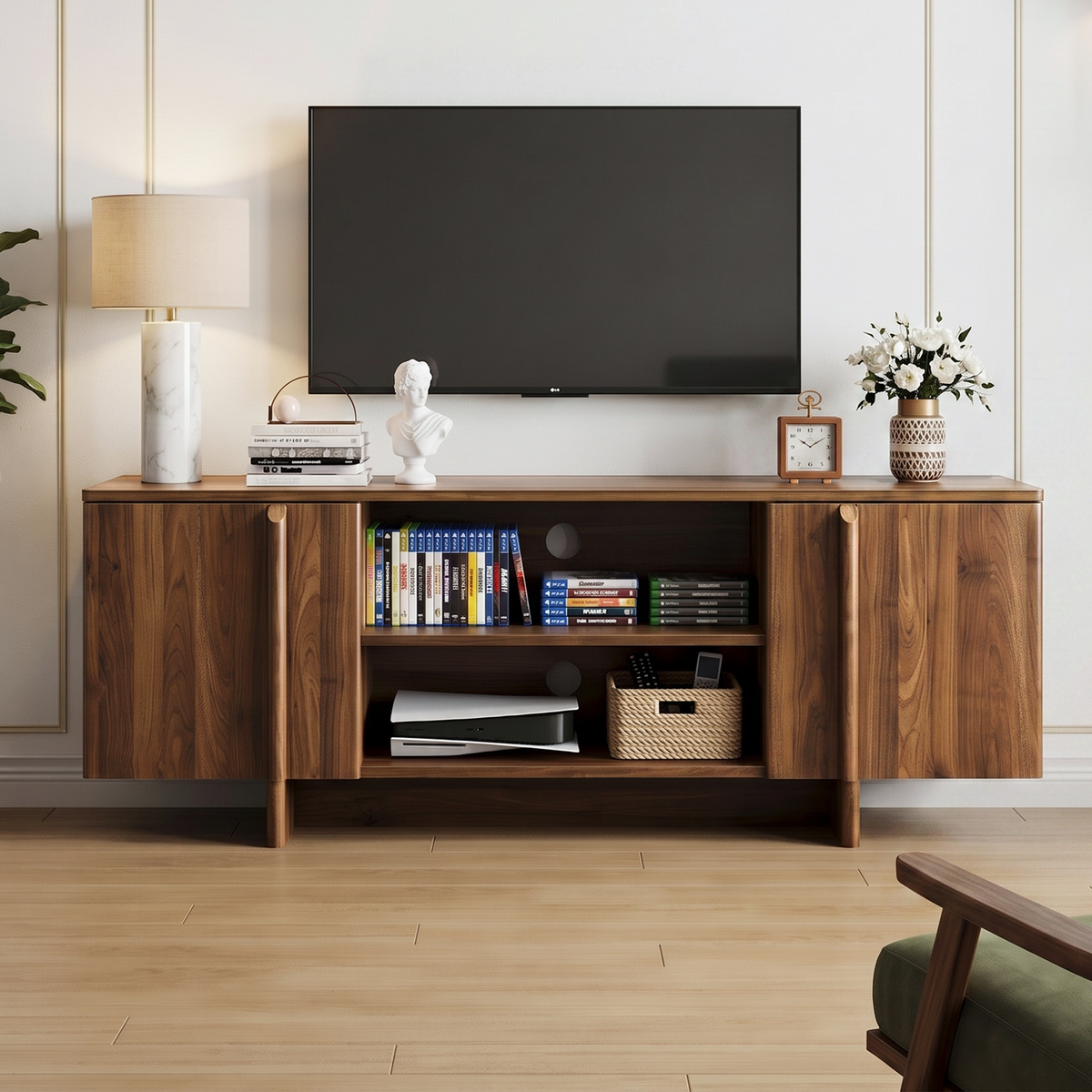 55" Mid-Century Modern TV Stand with Storage