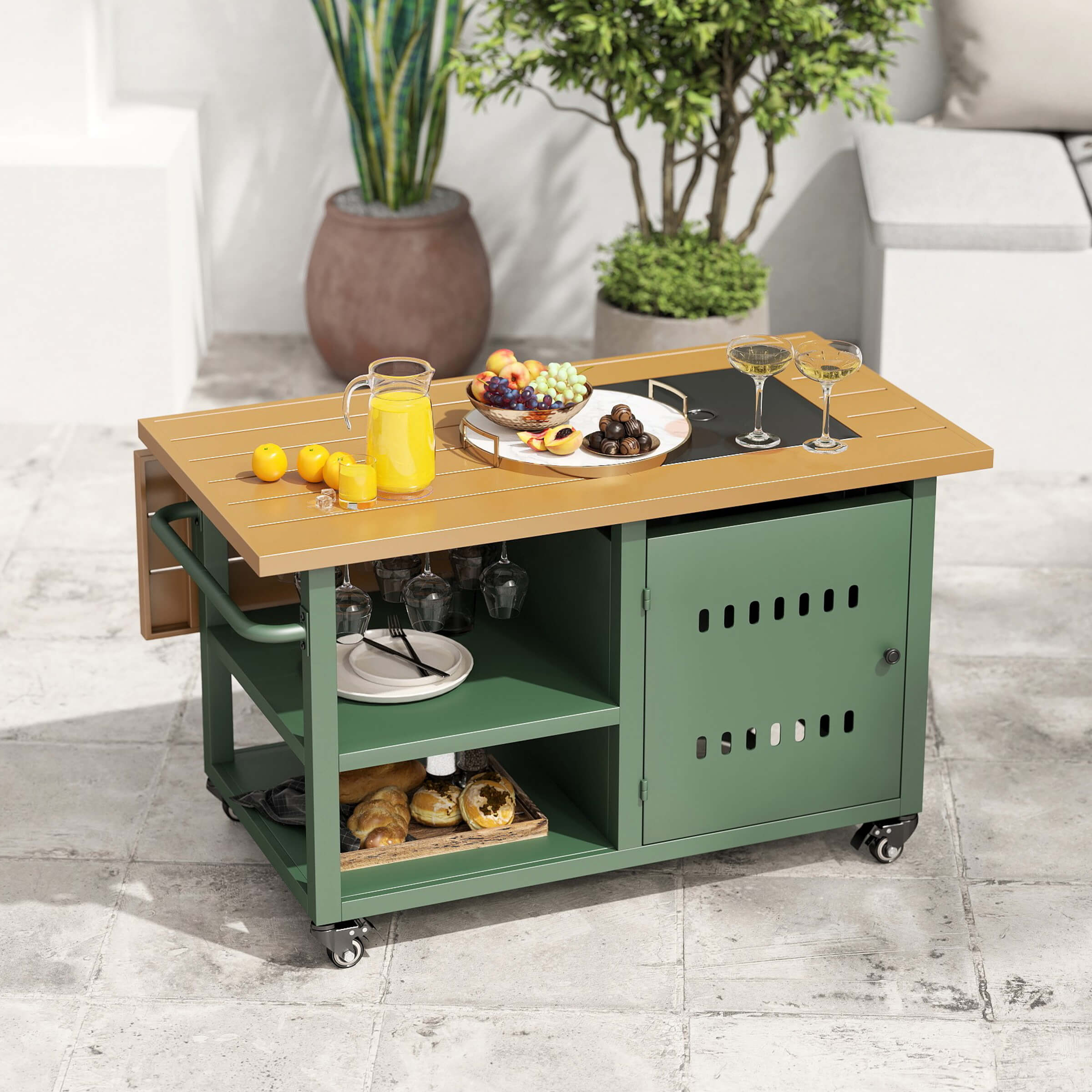 VESCASA 44" Propane Fire Pit Table with Cover Wheels - 1725FP