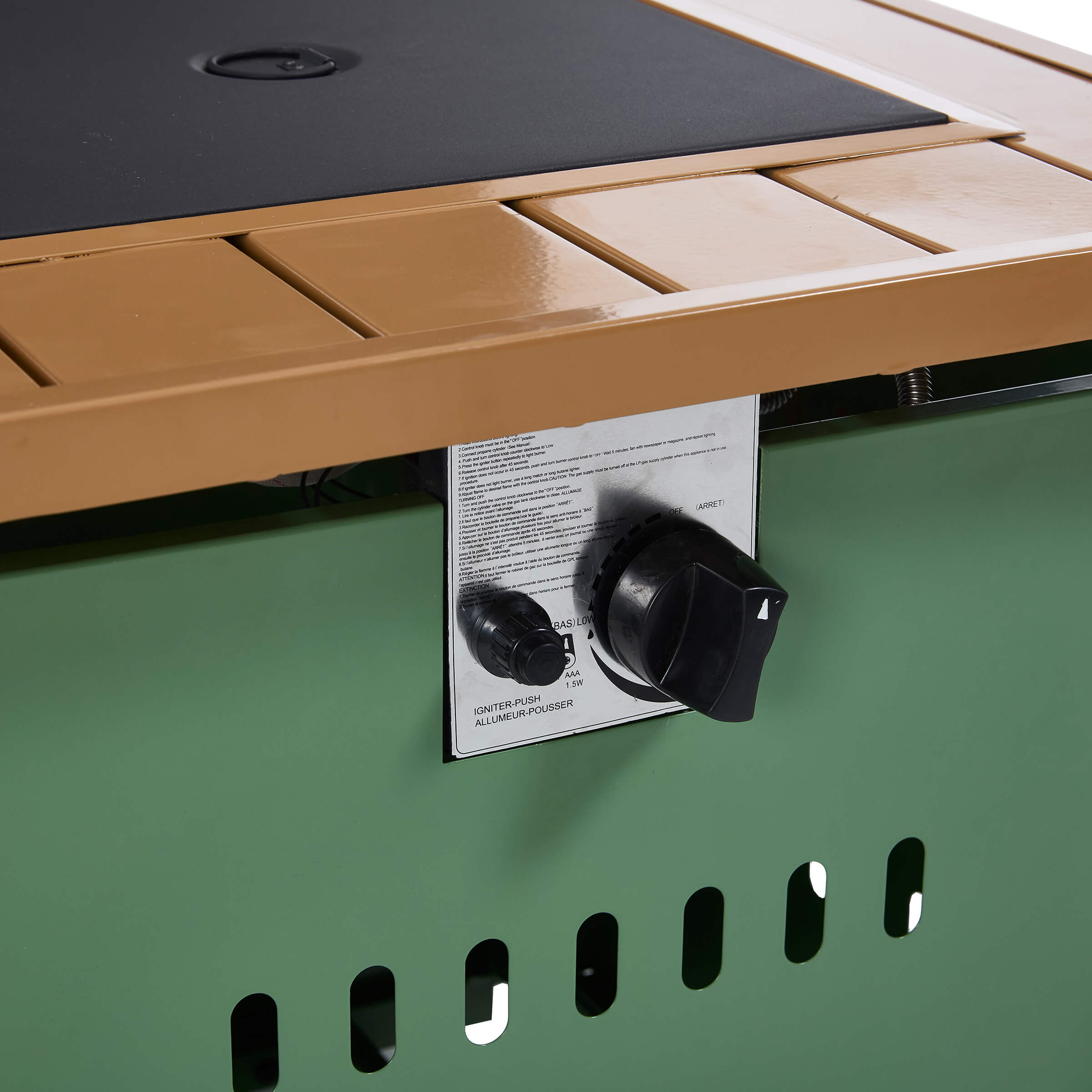 VESCASA 44" Propane Fire Pit Table with Cover Wheels - 1725FP