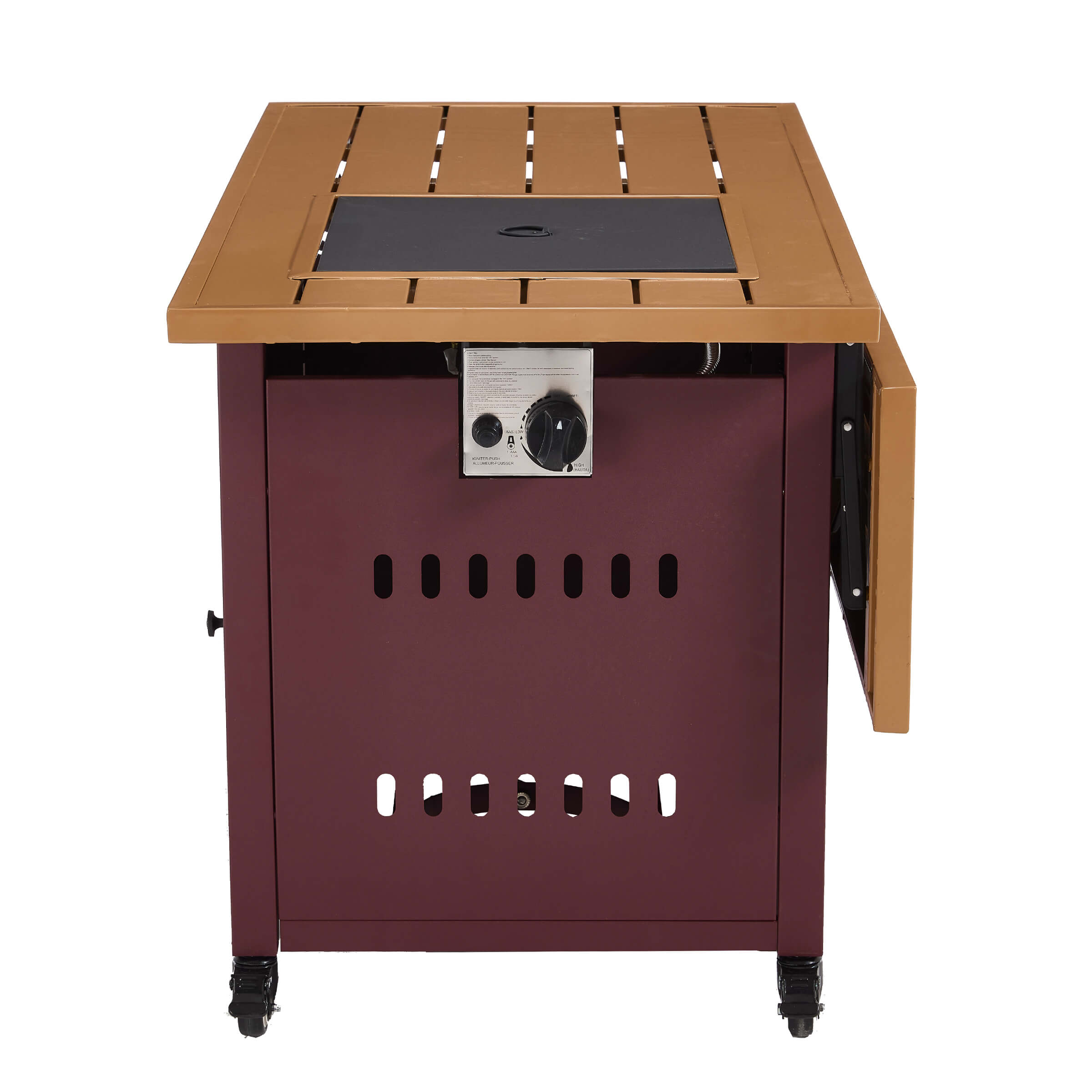 VESCASA 44" Propane Fire Pit Table with Cover Wheels - 1725FP