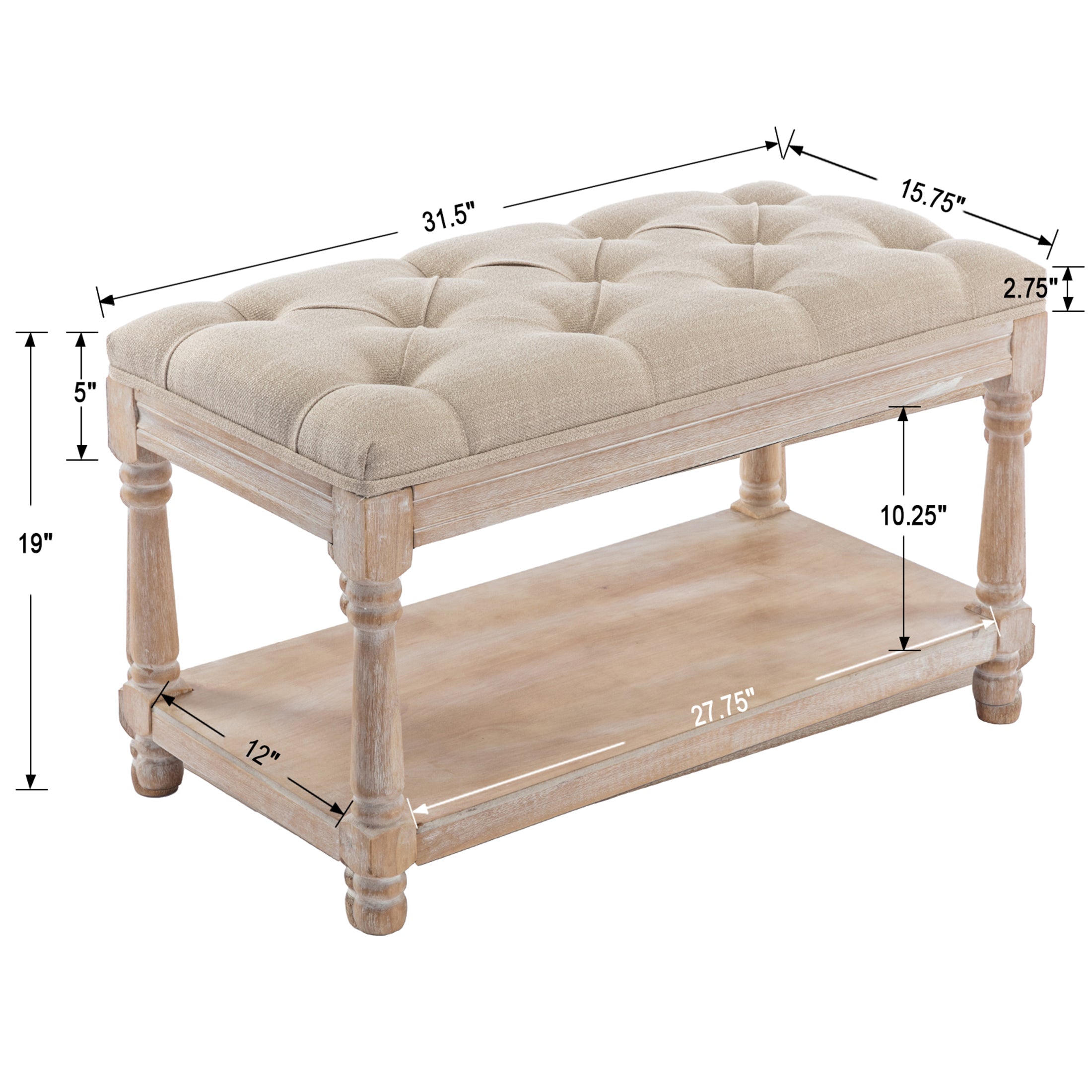 Janoray Classic Tufted Small Entryway Bench - 2459BH