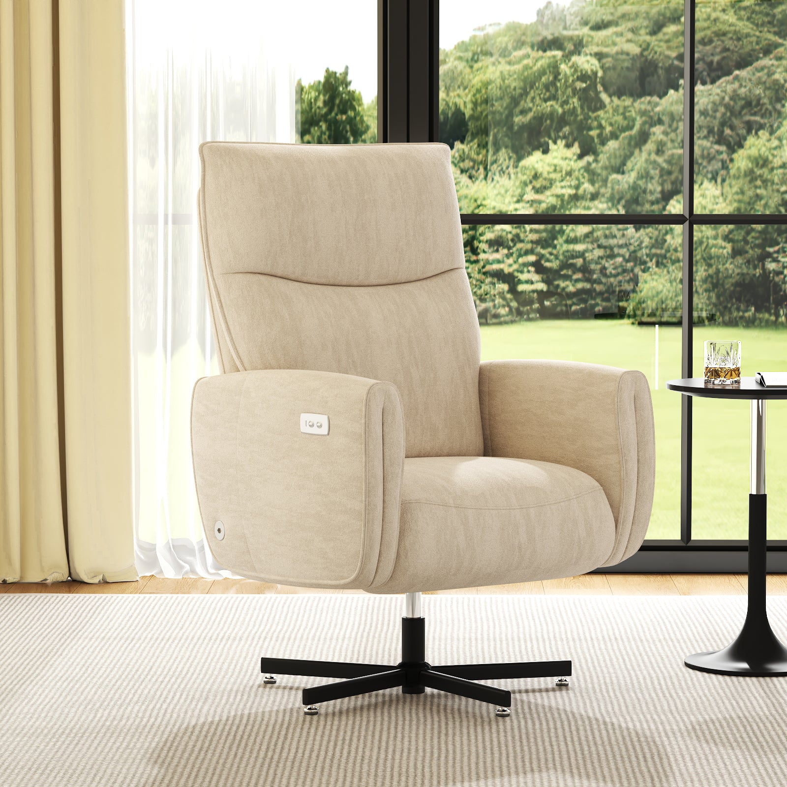 360° Swivel Velvet Upholstered Power Recliner Chair