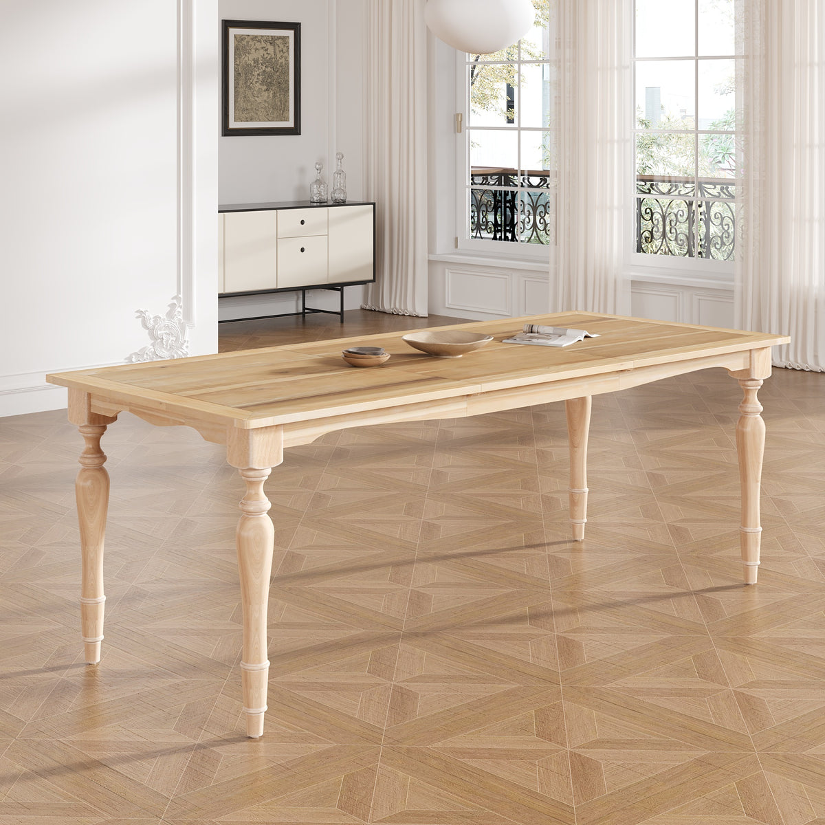 59"-83" Extendable Vintage Dining Table with Removable Leaf - Natural