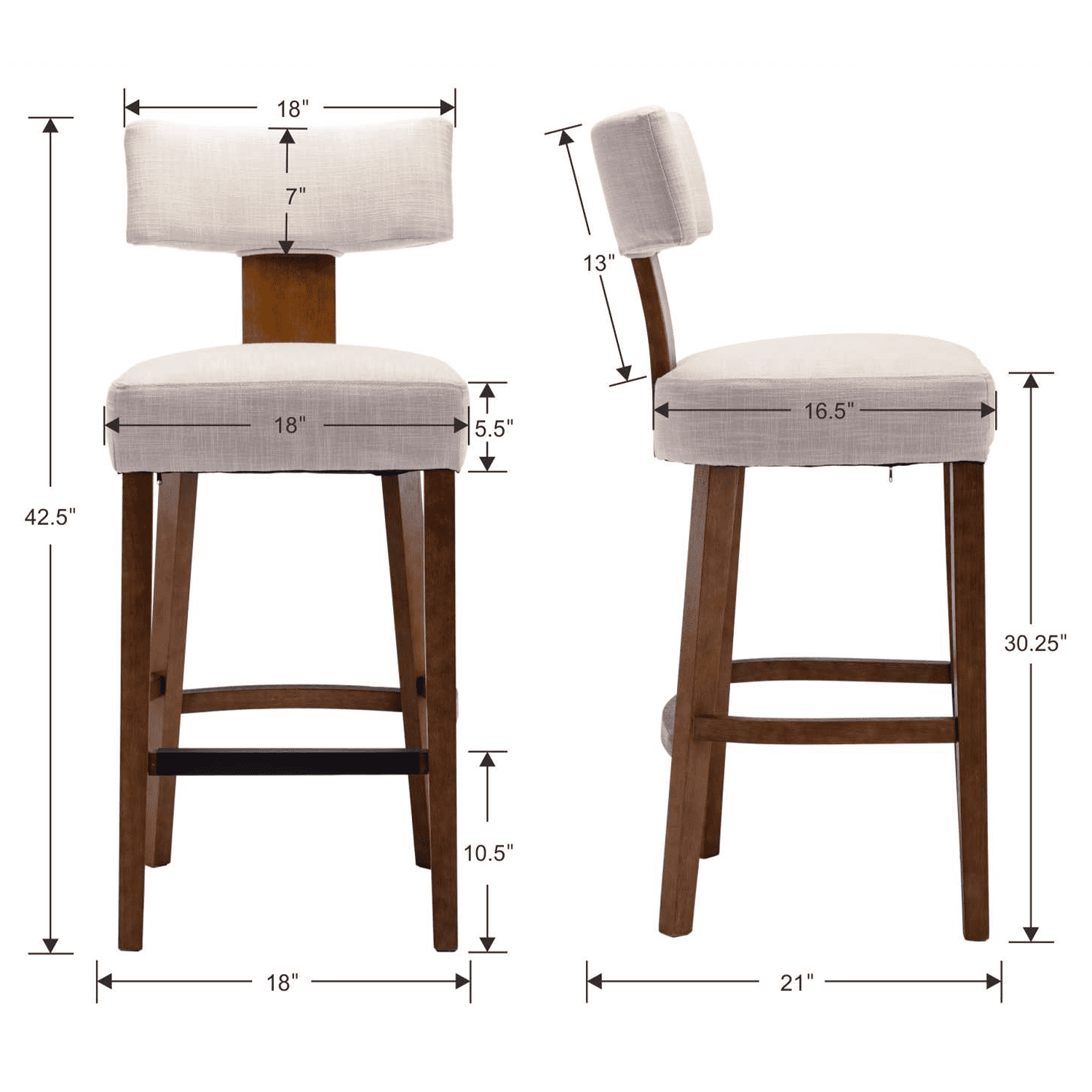 CIMOTA 26"-30"H Wood Frame Counter Bar Stools Set of 2 - 5721