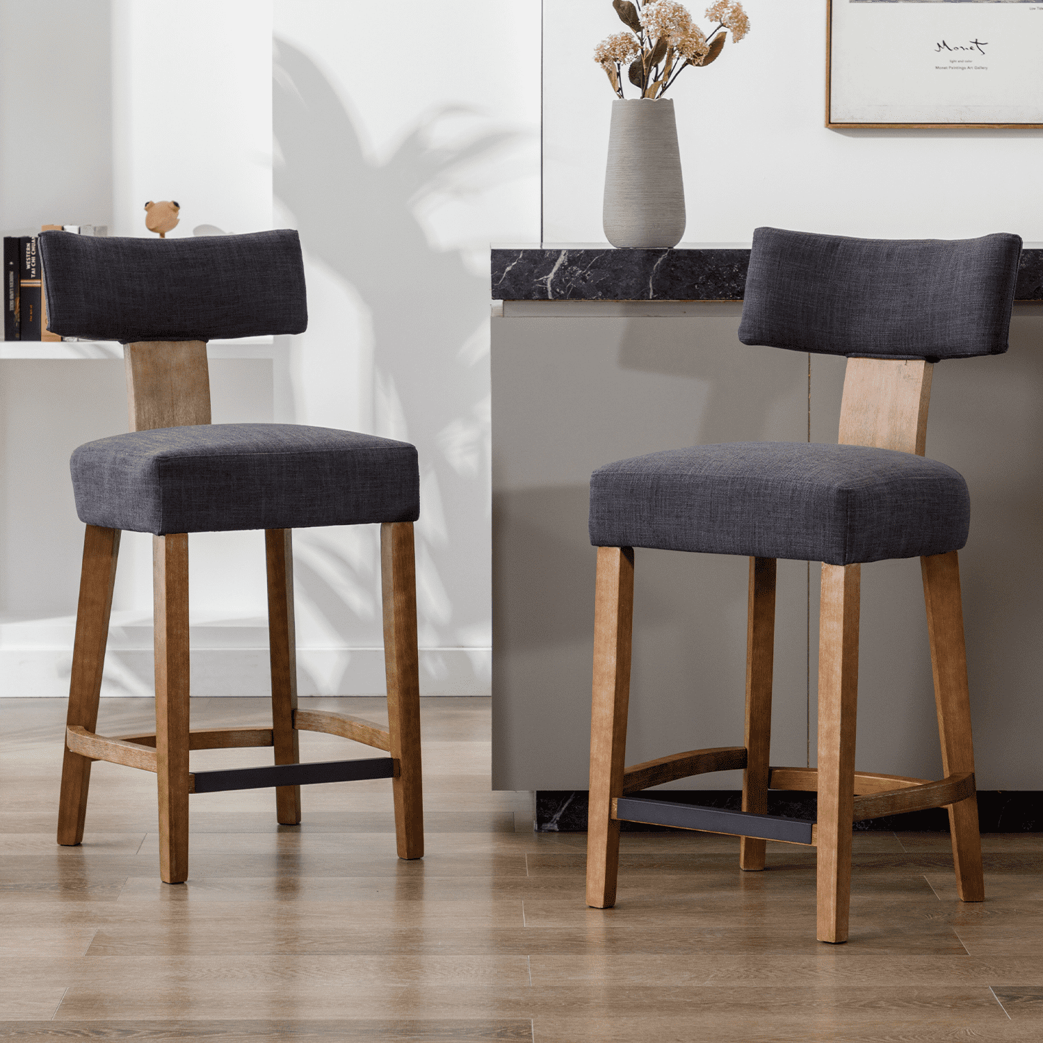 CIMOTA 26"-30"H Wood Frame Counter Bar Stools Set of 2 - 5721