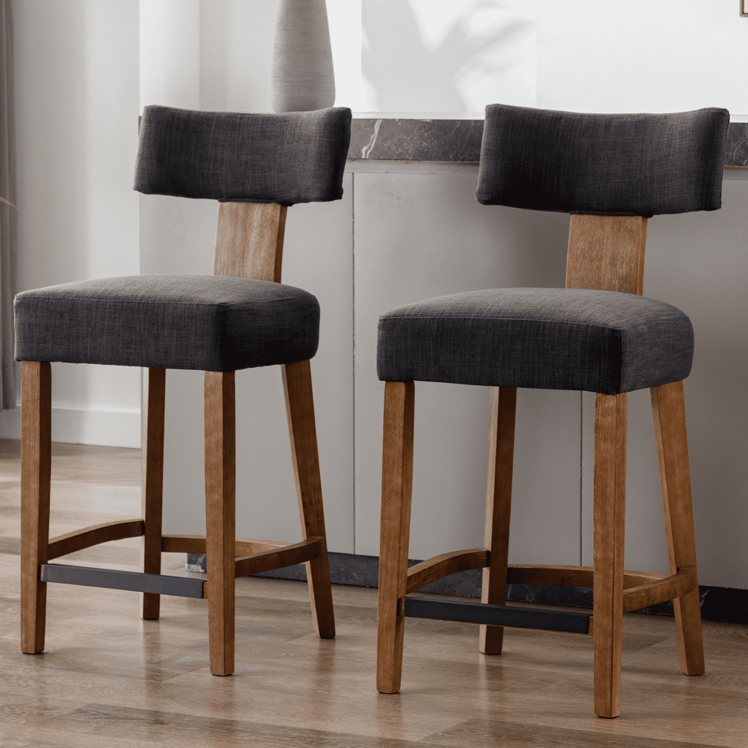 CIMOTA 26"-30"H Wood Frame Counter Bar Stools Set of 2 - 5721